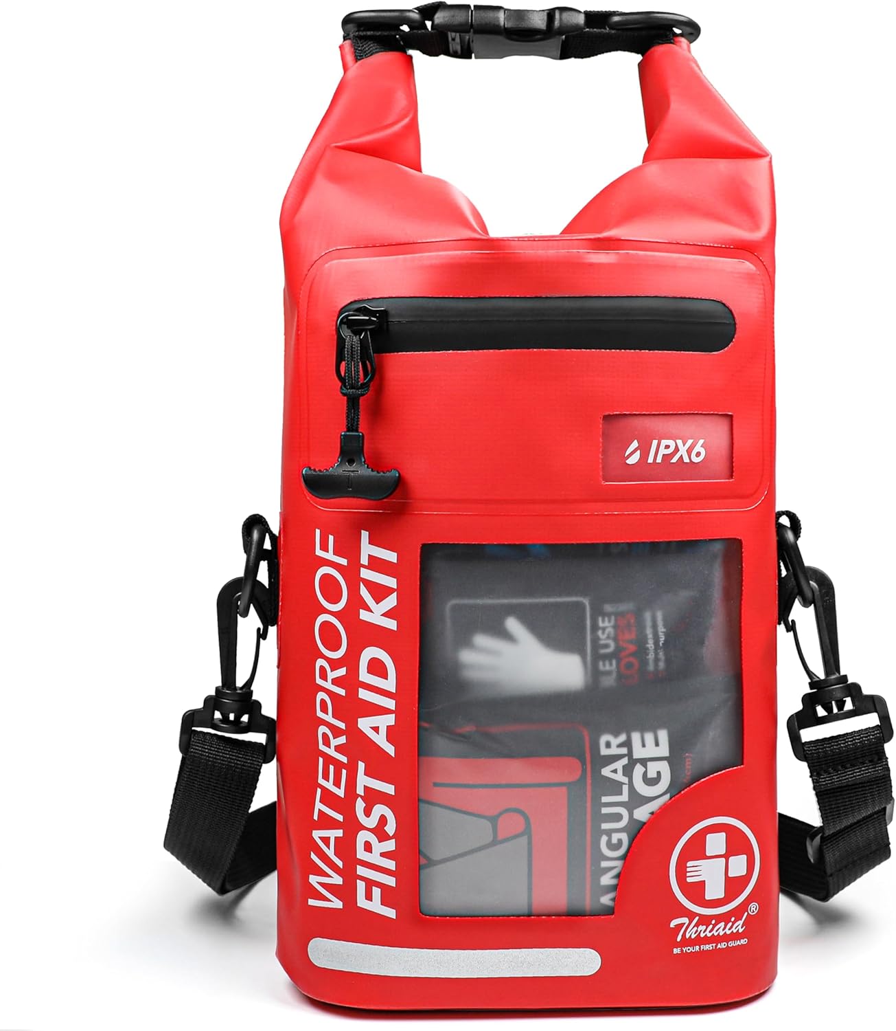 250 PCS Waterproof First Aid Kit, Roll Top Reflective Boat Dry Bag Bug Out Bags, Emergency Medical Kit Ideal for Boating, Camping, Fishing, Kayaking, Floating, Red - Image 2