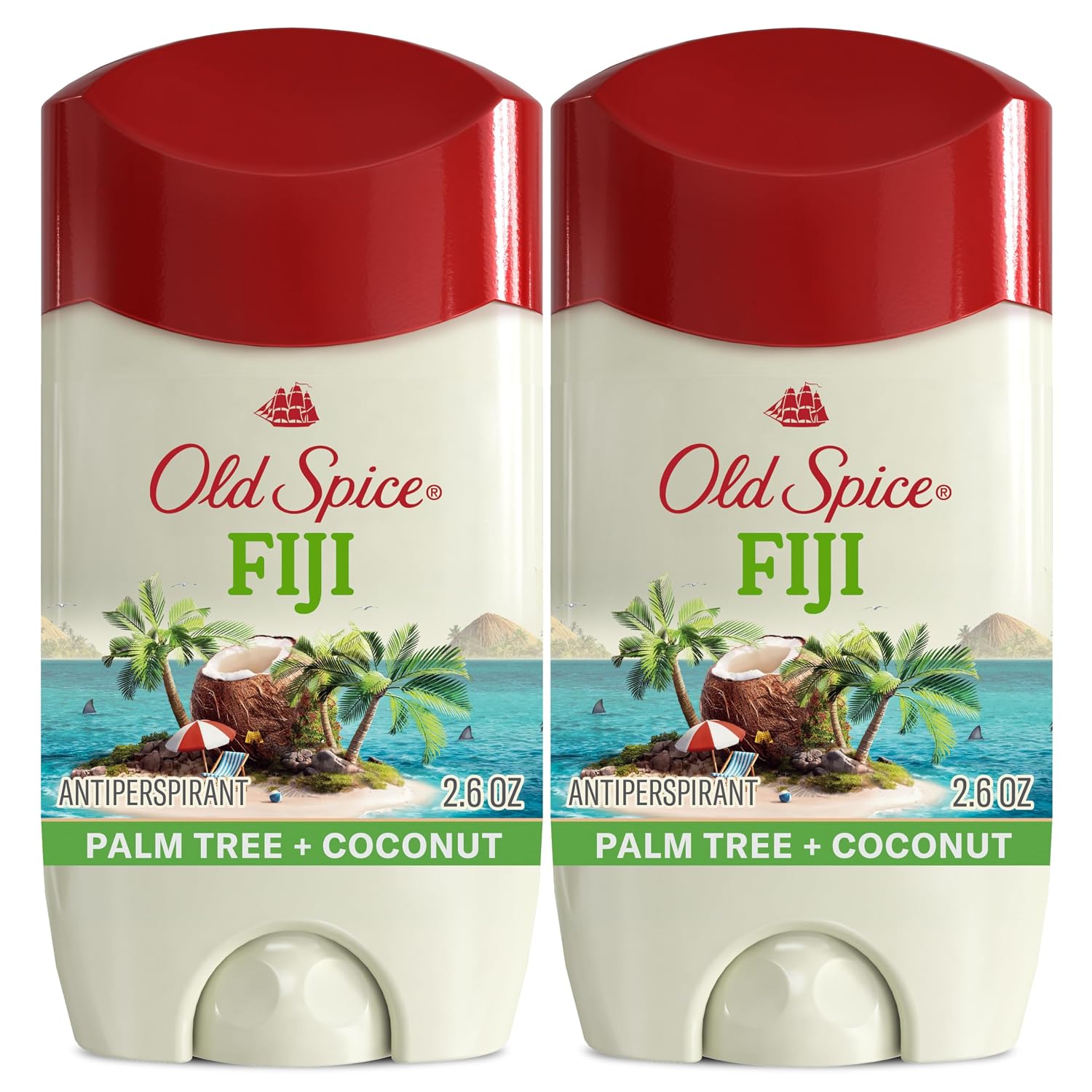 Old Spice Dry Feel Antiperspirant Deodorant for Men, 24/7 Sweat & Odor Protection, Gentle on Skin with Skin Conditioners, Dry Feel Stick, Fiji with Palm Tree + Coconut Scent, 2.6 oz (Pack of 2) - Image 2