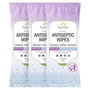 Nurture XL Antibacterial Body & Hand Sanitizing Wipes | Alcohol-Free Antiseptic Wet Towelettes for Germ Removal, Disinfecting Skin, Sanitizing Hands |Cleaning Cloths | Adults & Baby | Thick & Strong