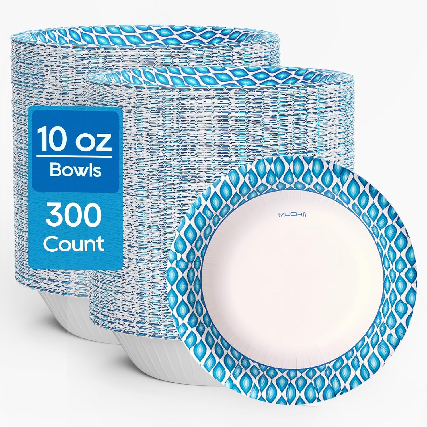 MUCHII 300 Count Paper Bowls 10 Oz Disposable Bowls, Printed Soak Proof Small Bowls for Snacks, Dessert, And Light Lunch Meals - Image 2