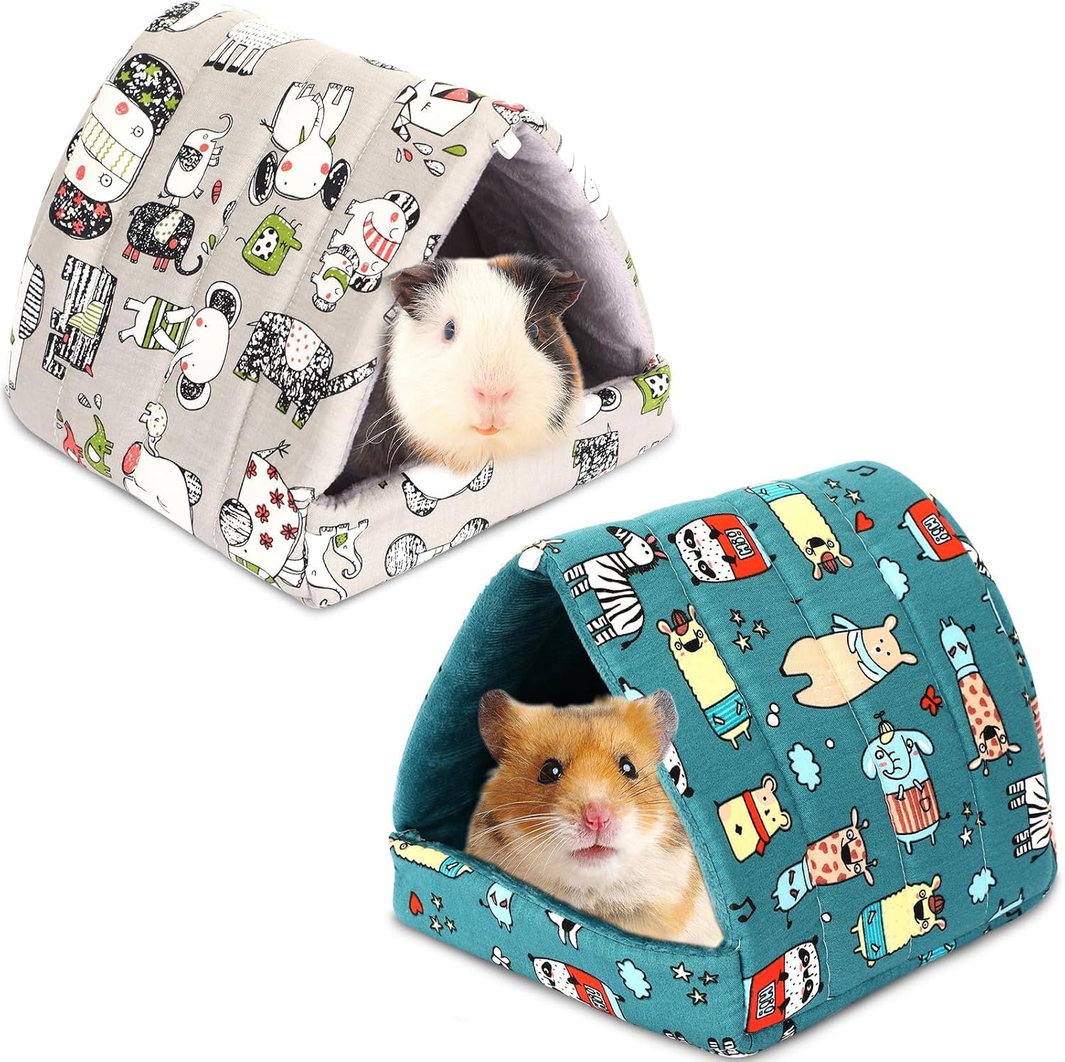 UPINS 2 Pack Guinea Pig Hideout,Guinea Pig Bed Washable Small Animal House Cage Accessories for Mouse Chinchillas Hamsters Hedgehogs Ferrets Bearded Dragons and Rats - Image 2
