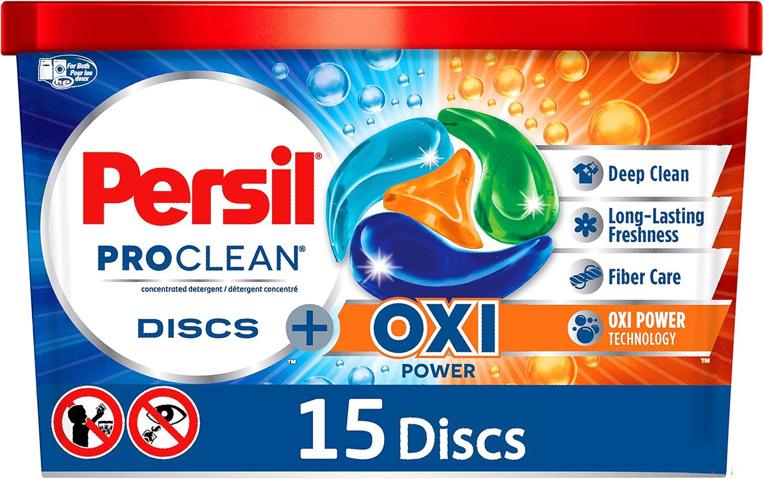 Persil ProClean Discs Laundry Detergent Pacs, Oxi, High Efficiency (HE) Compatible, Laundry Soap, 15 Count - Image 2