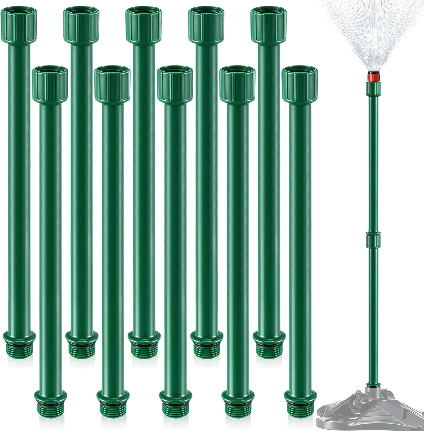 Sprinkler Extension Risers, 1/2" Male to Female Stackable Sprinkler Riser Extensions for Raising Sprinklers Heads, Irrigation Riser Tubes for Lawn, Garden Beds, Tall Plants(10 Pack,9.8 Inch) - Image 2