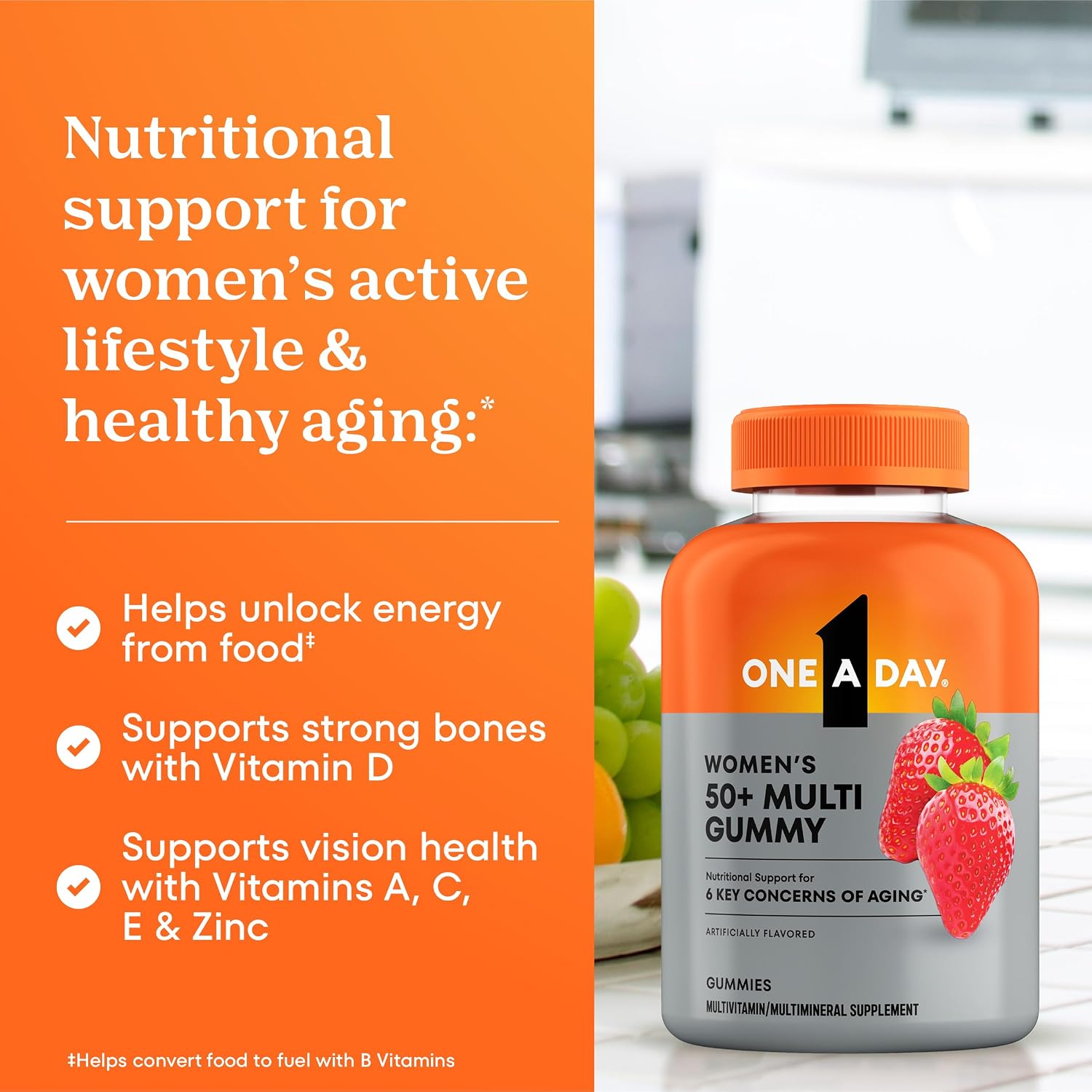 One A Day Multivitamin for Women 50 and Over, Women's Multivitamin Gummy 50 plus for Immune Support, Eye Health & Healthy Brain Function, Gummy Vitamins for Women 50 plus, 110 Ct (Packaging May Vary) - Image 5