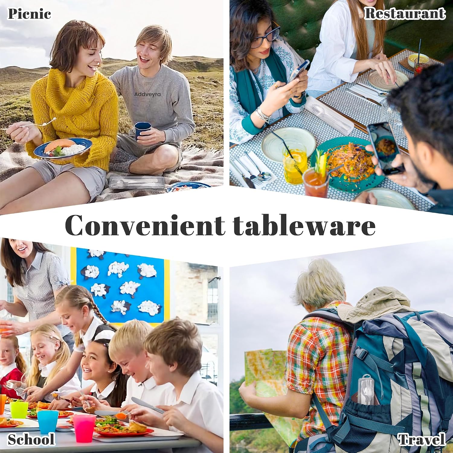 Travel Utensils with Case Stainless Steel Knife Fork Spoon Set Reusable Cutlery for Lunch Box Portable Silverware Kit(Silver) - Image 7