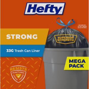 Hefty Strong Extra Large Trash Bags, Black, 33 Gallon, 48 Count