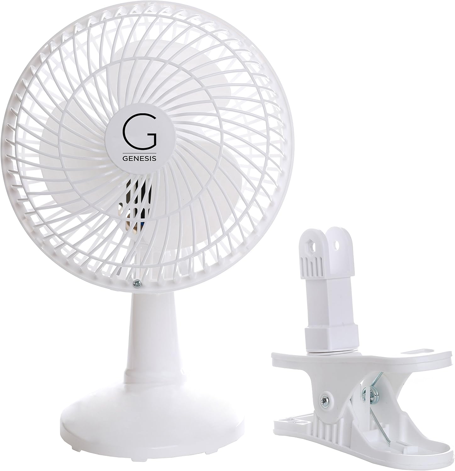 Genesis 6-Inch Clip Convertible Table-Top & Clip Fan Two Quiet Speeds - Ideal For The Home, Office, Dorm, More Off White - Image 2