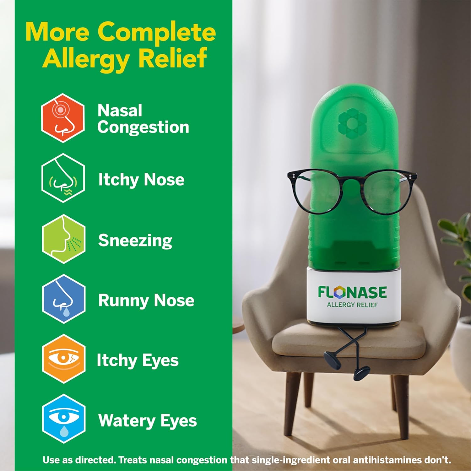 Flonase Allergy Relief Nasal Spray, 24 Hour Non Drowsy Allergy Medicine, Metered Nasal Spray - 72 Sprays - Fall and Seasonal Allergy Relief - Image 5