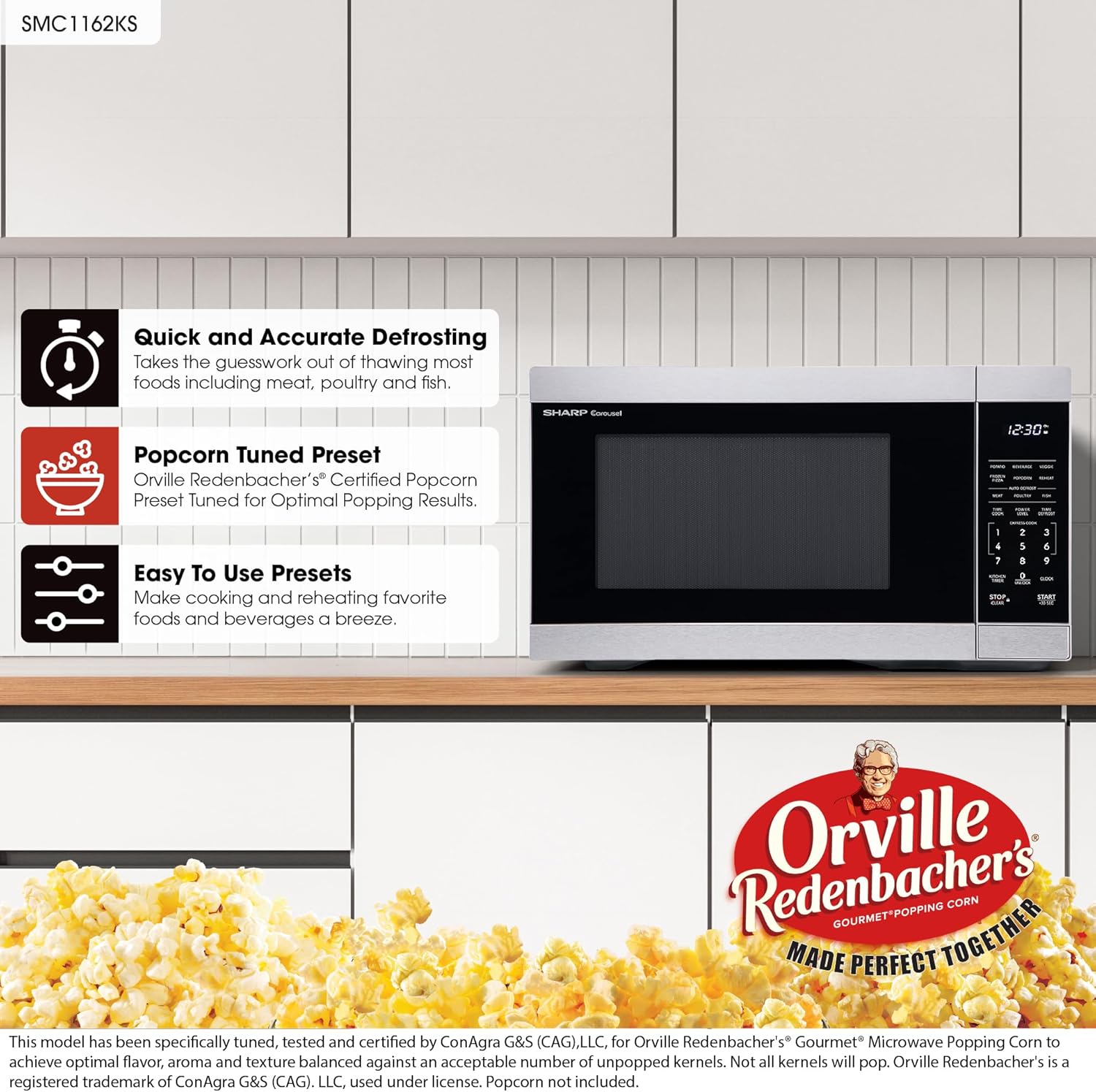 SHARP Countertop Microwave Oven with Removable 12.4" Carousel Turntable, 1000 Watt, 1.1 Cubic Feet, Stainless Steel - Image 2