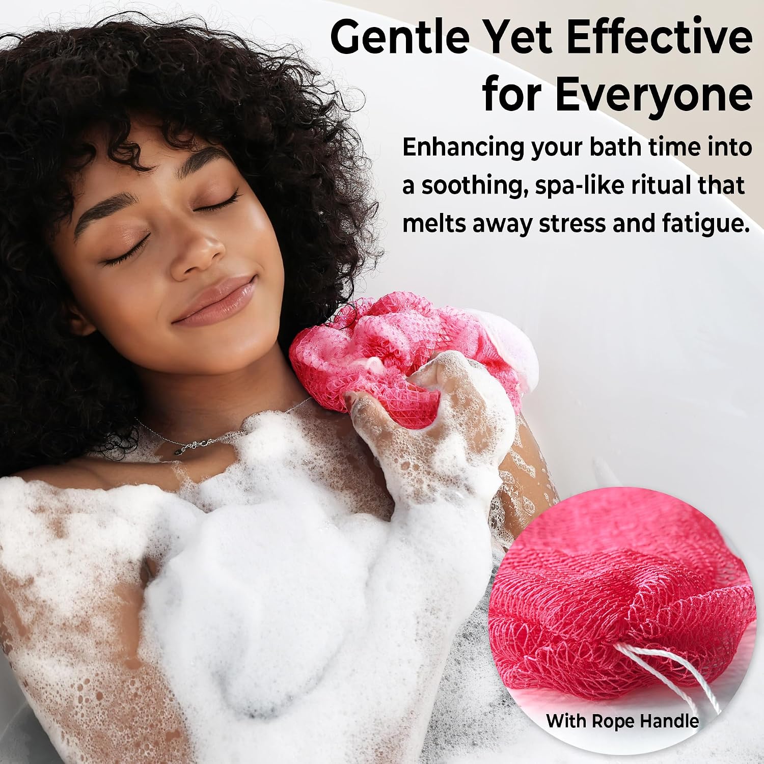 African Net Sponge Authentic - 2 Pieces Exfoliating Body Scrubber Bath Sponge - Loofah Washcloth Back Scrub for Shower Body Exfoliator - Face & Skin Care Bathroom Essentials for Women - Image 5