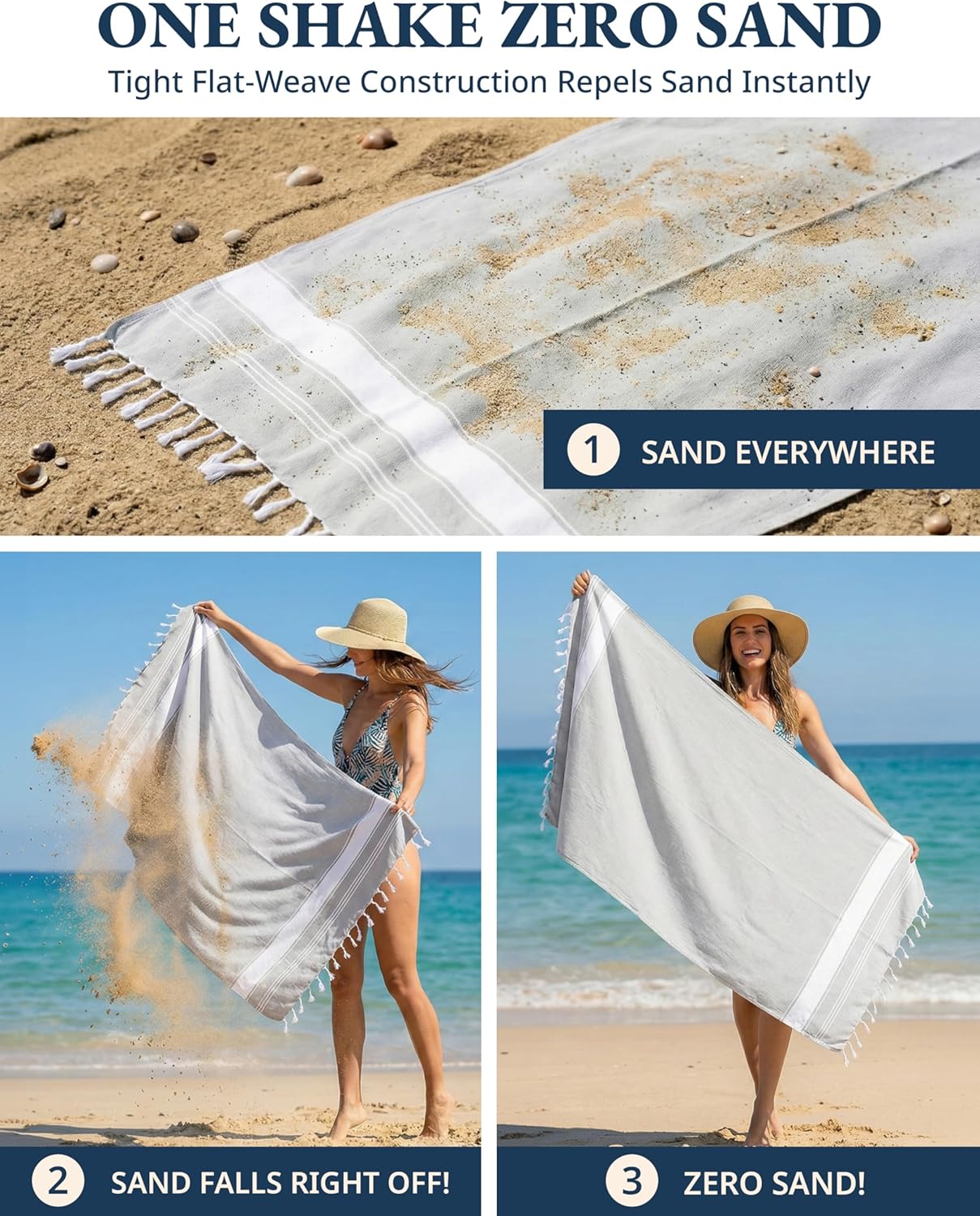 LANE LINEN Beach Towels 6 Pack, Bulk Beach Towels Oversized, Pool Towels for Adults, Pre-Washed, Sand Free Beach Towel, Fast Drying Beach Towel, 39"x71" - Classic Color - Image 5