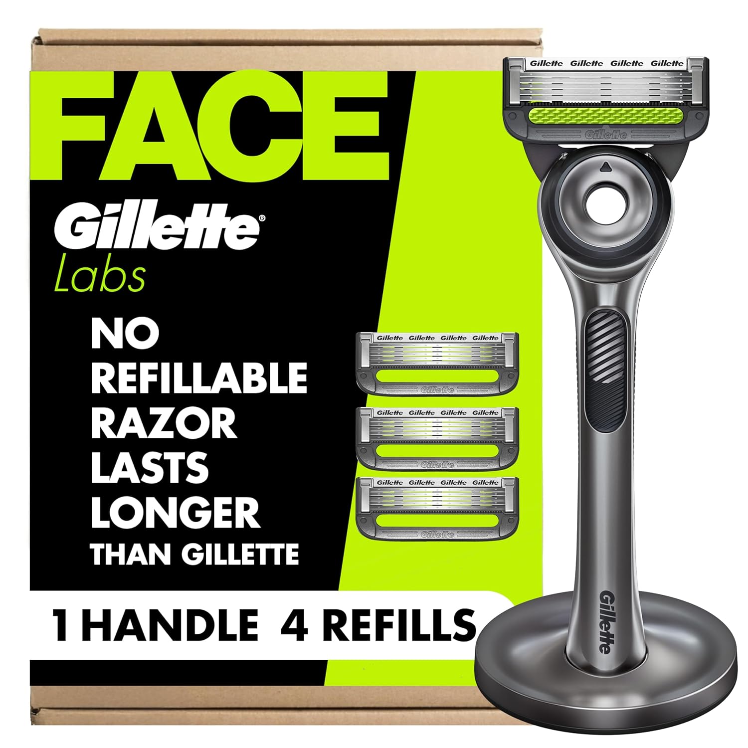 Gillette Labs Razor for Men, 1 Handle, 4 Blade Refills, Magnetic Stand - Image 2