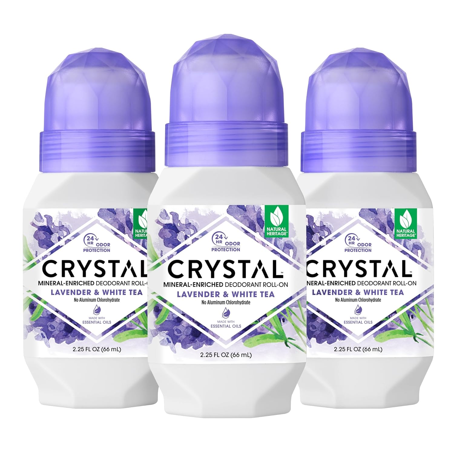 CRYSTAL Deodorant Aluminum Free Mineral Deodorant Roll-On for Women & Men, Lavender & White Tea - Paraben Free - Certified Cruelty Free & Vegan Deodorant - Prevents Odor Up to 24 Hours ,2.25 Fl Oz (Pack of 3),21661-3 - Image 2