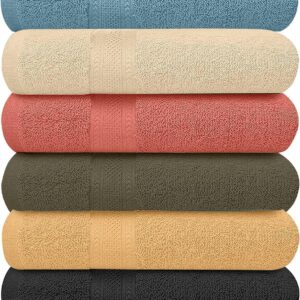 KAHAF COLLECTION 6 Pack Bath Towels Set (27 x 54 Inches) 100% Ring Spun Cotton, Lightweight, Quick Dry, Highly Absorbent Towels Multicolor, (27×54) Inches