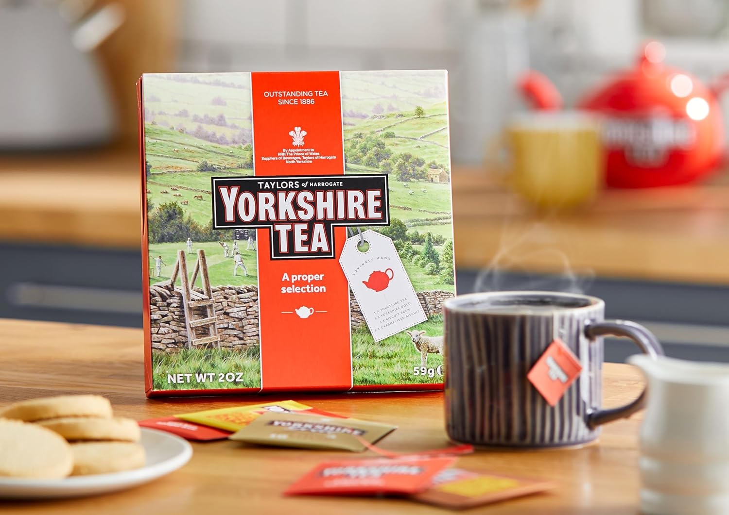 Yorkshire Tea Assorted Teas Sampler, Variety Gift Box, Individually Wrapped Bags, 20 Count (Pack of 1), Gold, Red, Caramelised & Malty Biscuit Brews, Caffeinated, Enjoy Hot or Iced, 20 Teabags - Image 4