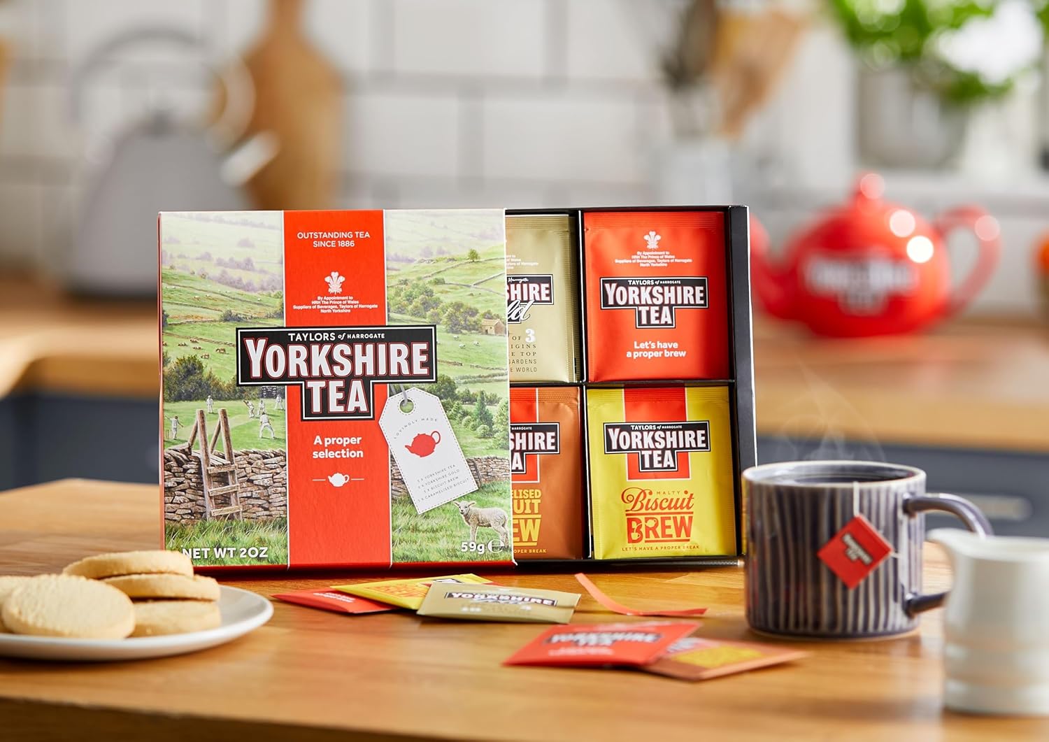 Yorkshire Tea Assorted Teas Sampler, Variety Gift Box, Individually Wrapped Bags, 20 Count (Pack of 1), Gold, Red, Caramelised & Malty Biscuit Brews, Caffeinated, Enjoy Hot or Iced, 20 Teabags - Image 3