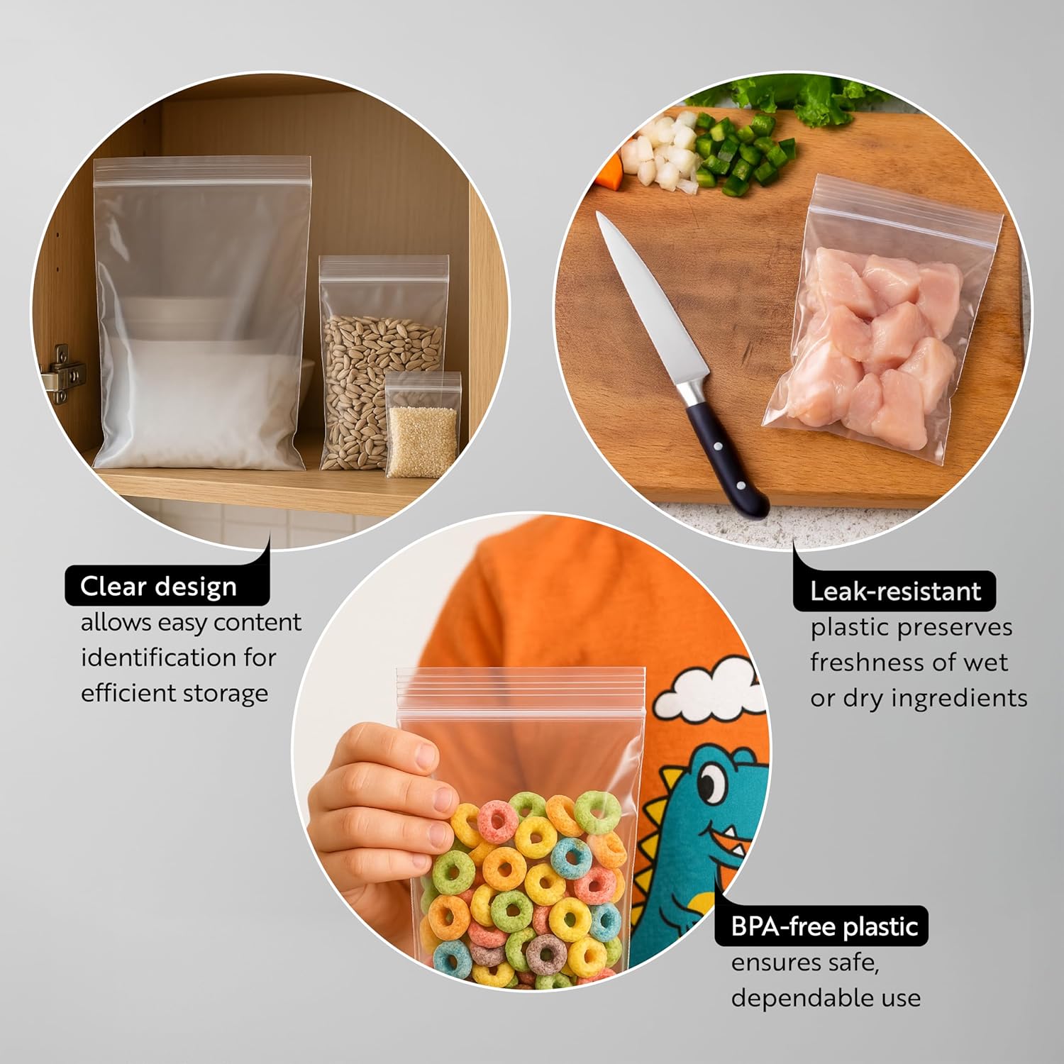 Restaurantware Bag Tek 6.5 x 3 Inch Resealable Zip Bags 100 High Clarity Zip Bags - For Snacks Nuts Seeds Candy Treats & More Clear Plastic Zipper Storage Bags - Image 4