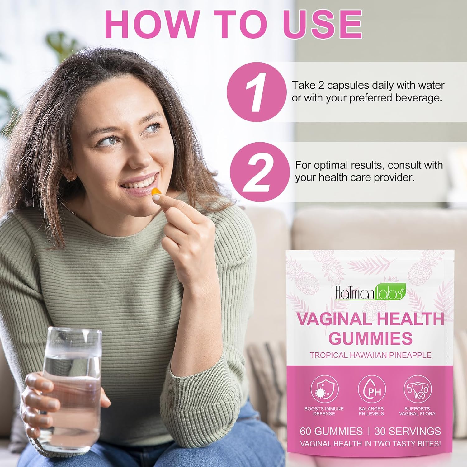 Vaginal Probiotics for Women,Ph Balance for Women,Feminine Balance Gummies,Womens Probiotic Vaginal Vitamins Supplement,Improve Immune,Promote Vaginal Health - 60 Pineapple Gummies - Image 8