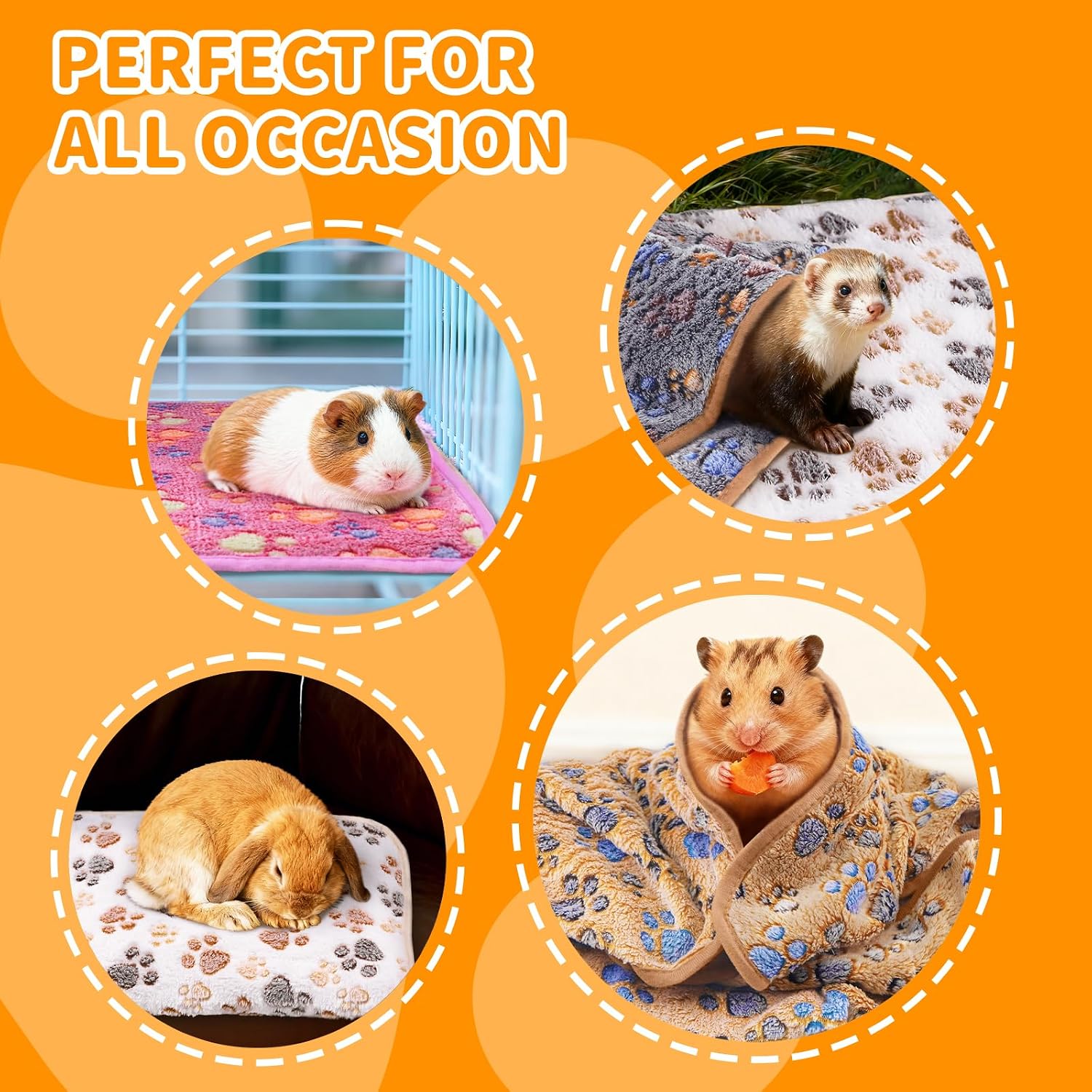 8PCS Soft Guinea Pig Bedding Blankets Washable Small Animal Fleece Cage Liners Reusable Pet Pee Pad Sleep Mat Pad Cover for Hamster Chinchilla Rabbit Hedgehog Dog Cat Essentials (16×24 Inch) - Image 6