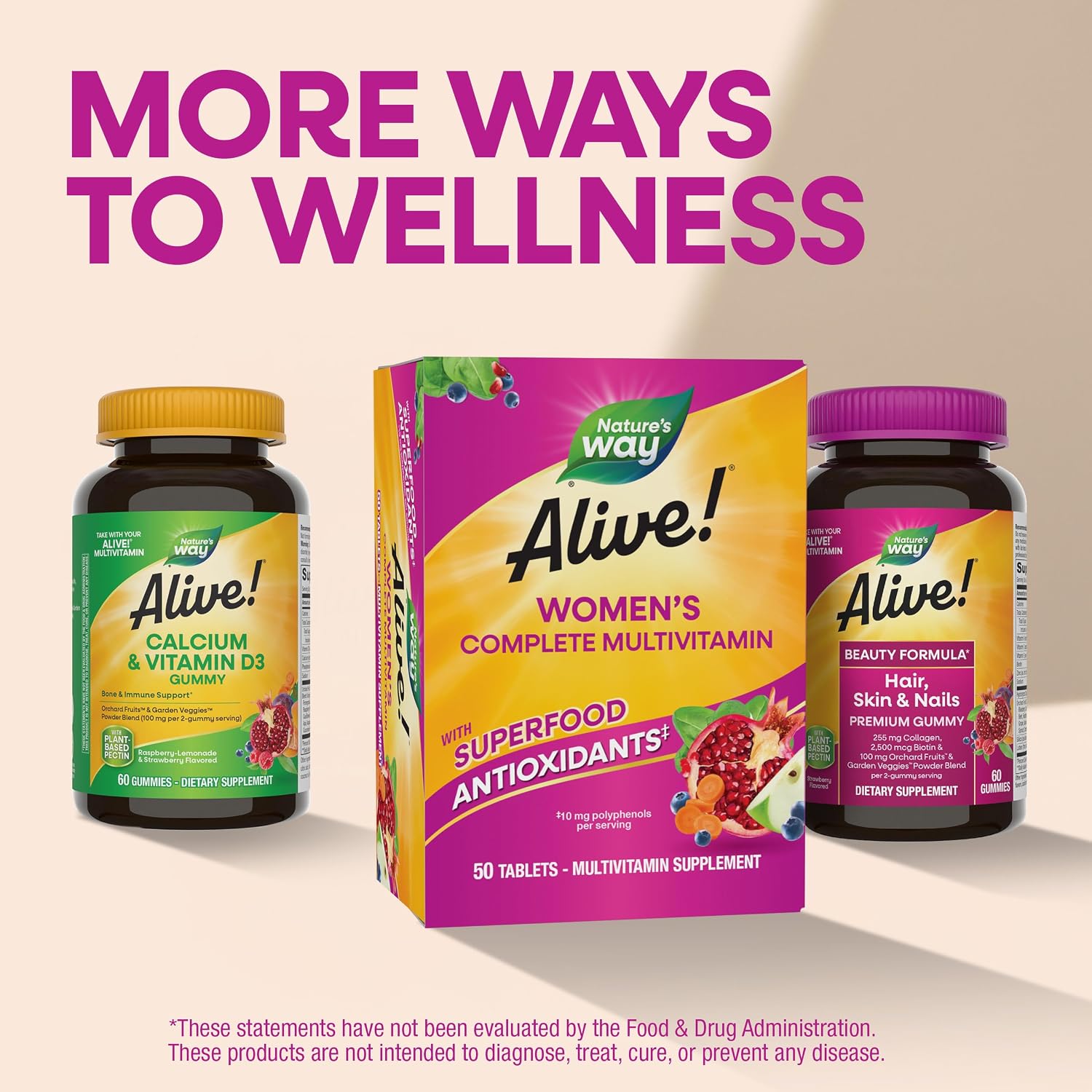 Nature's Way Alive! Complete Multivitamin for Women, Daily Women’s Vitamin Supports Cellular Energy Metabolism, Hair, Skin & Nails*, B-Vitamins, with Superfood Antioxidants, 50 Tablets - Image 9