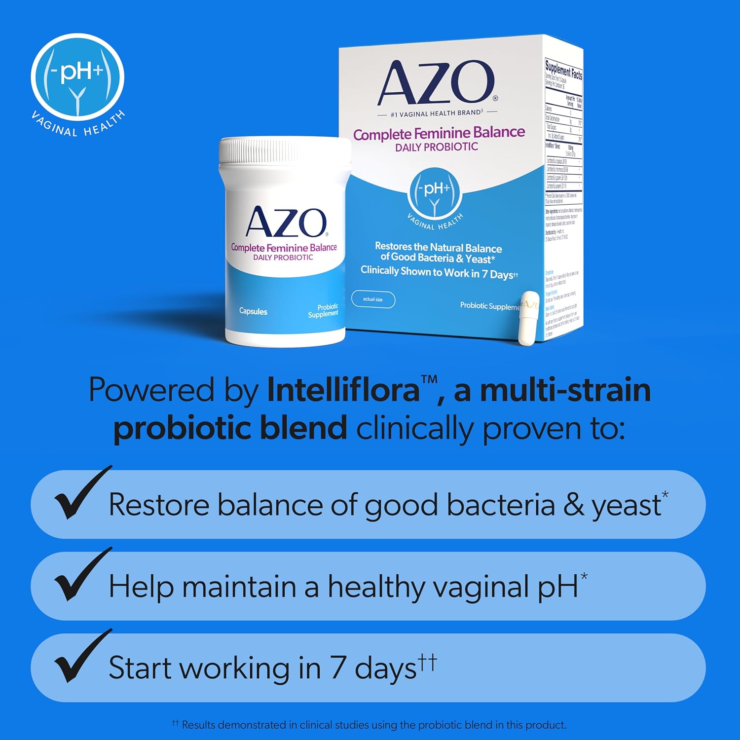 AZO Complete Feminine Balance Daily Vaginal Probiotics for Women, Clinically Proven to Help Protect Vaginal Health, Helps balance pH and yeast, 30 Count - Image 4