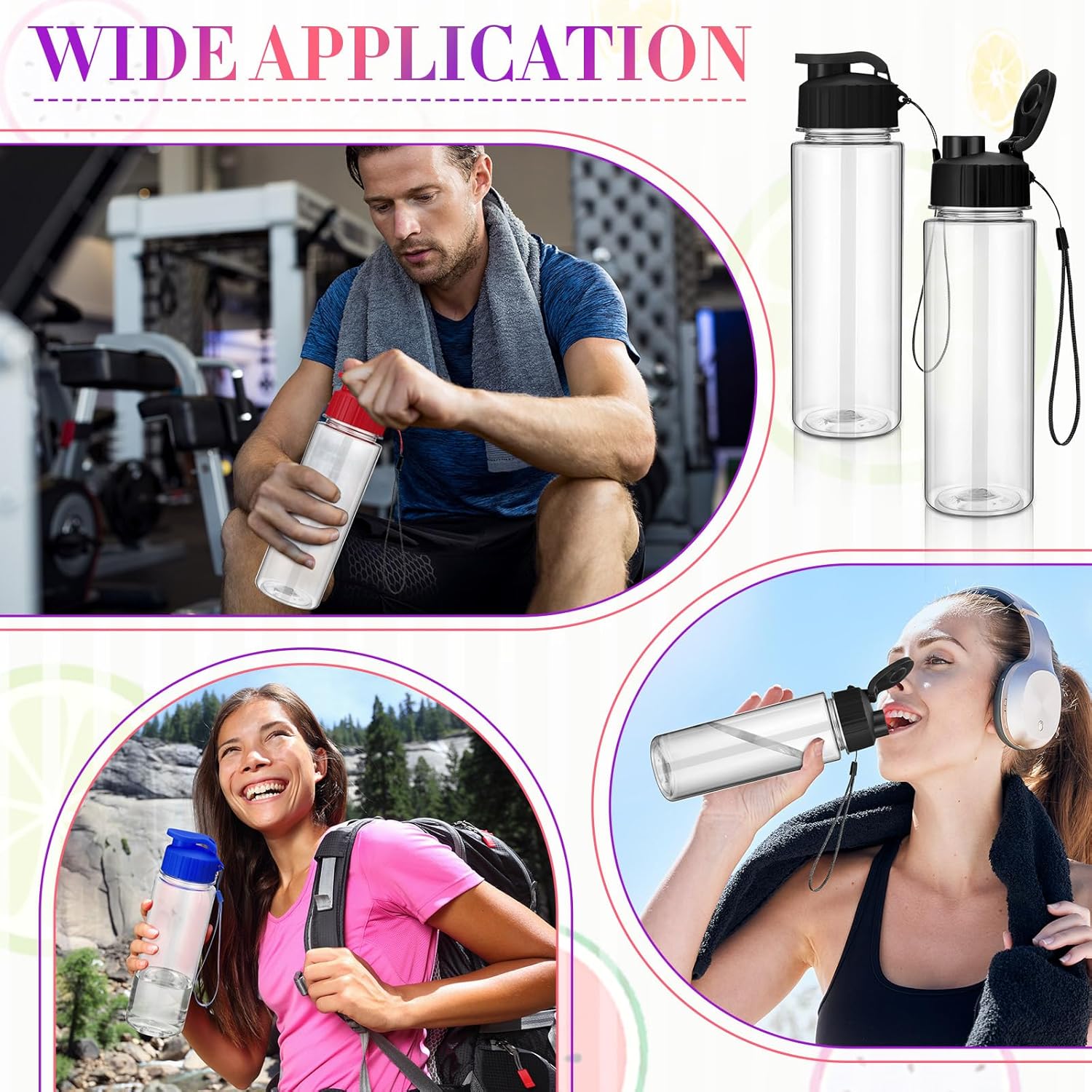 Domensi 50 Pieces Plastic Water Bottle Bulk 17 oz Sports Adults Reusable Large Water Bottles with Leak Proof Flip Top for Adults Fitness(Multicolor) - Image 3