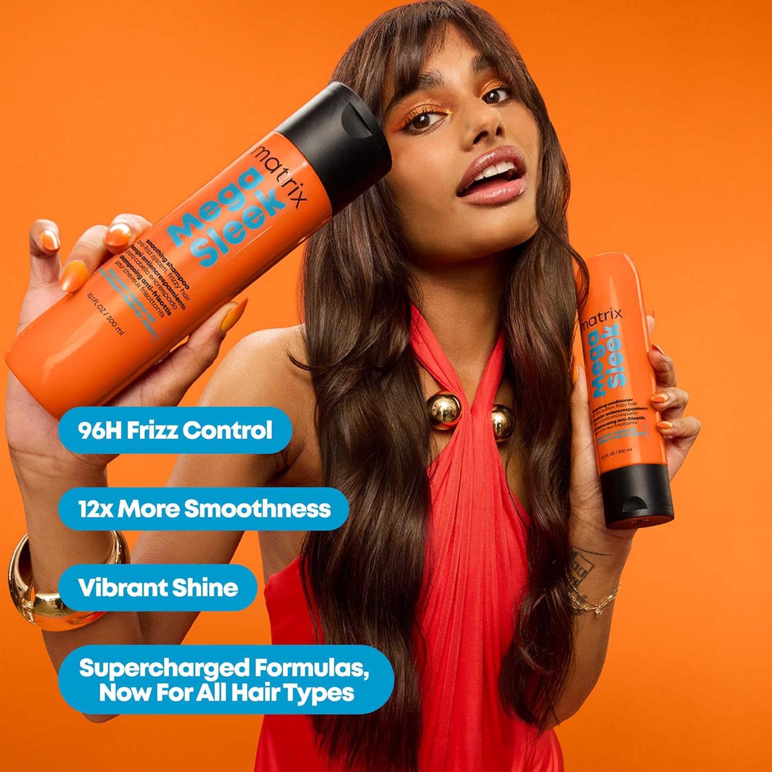 Matrix Mega Sleek Anti-Frizz Conditioner - 96H Frizz Control, 12x Smoother Hair, and Lasting Hydration - Image 3