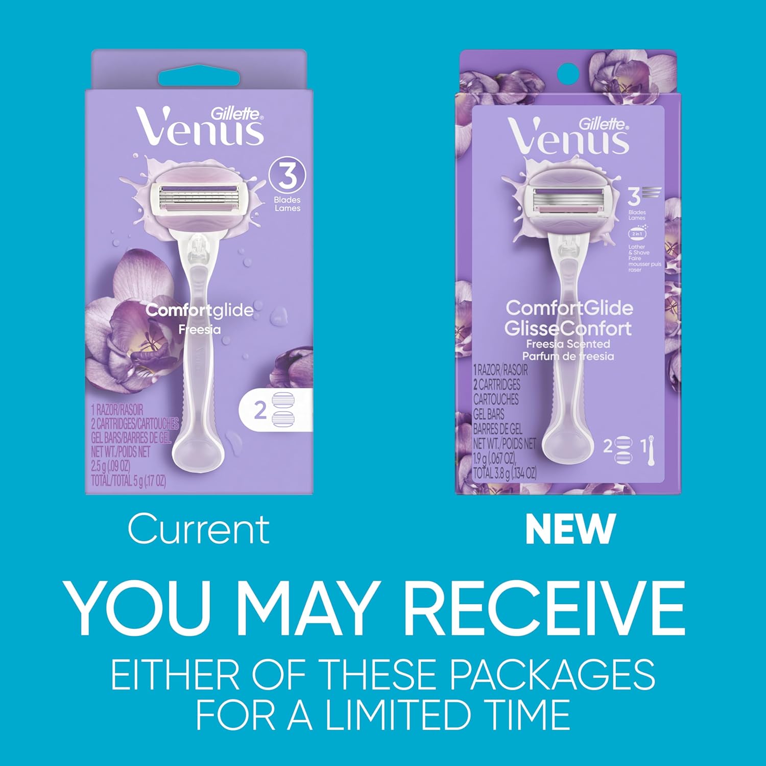 Gillette Venus ComfortGlide Freesia Women's Razor - 1 handle + 2 refills - Image 3