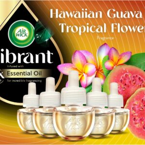 Air Wick Vibrant Plug in Scented Oil Refill, 5ct, Nectarine & Paradise Flower, Air Freshener, Essential Oils