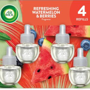 Air Wick Plug-In Scented Oil Refills, 4 Count, Fresh Watermelon & Berries, Air Freshener, Essential Oils