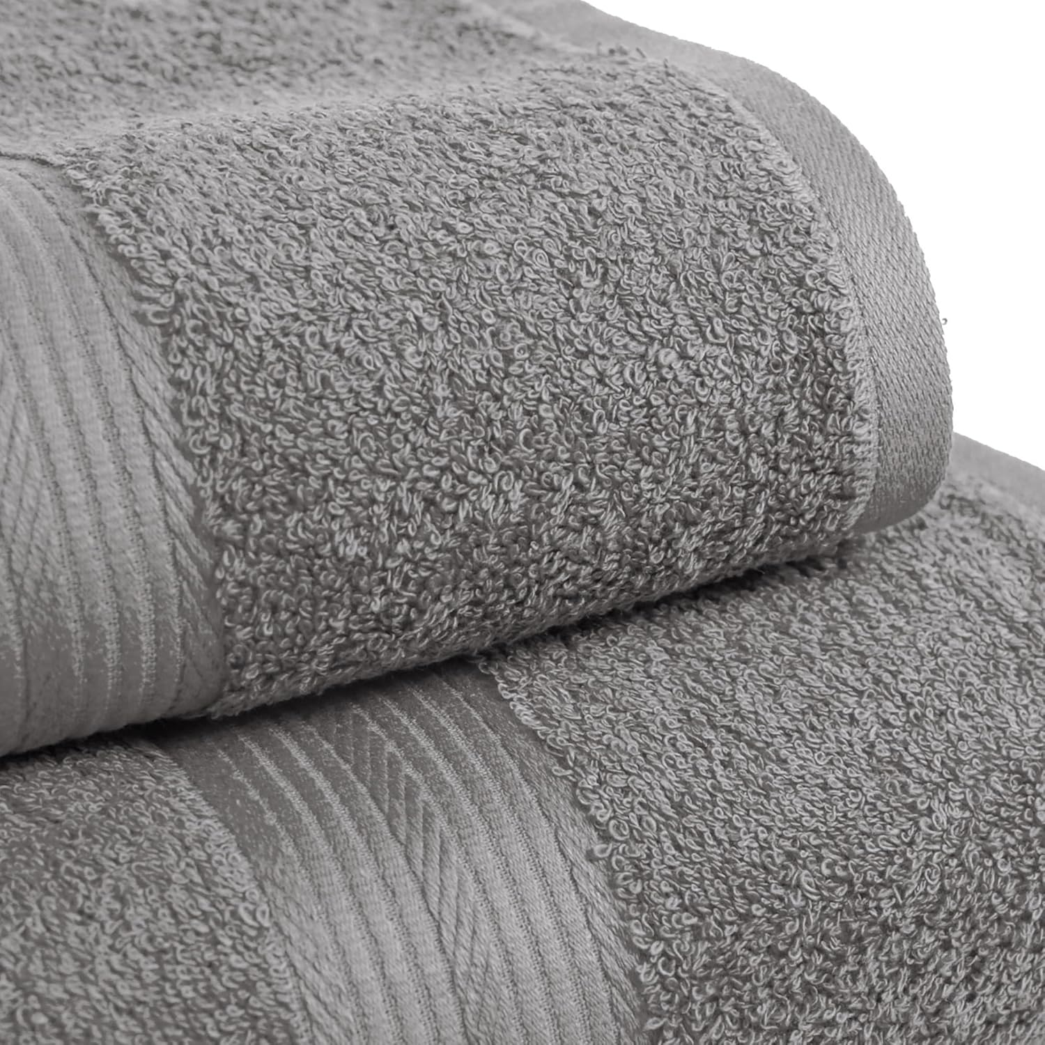 Amazon Basics 6-Piece Fade-Resistant 100% Cotton Towel Set for Bathroom, Soft and Absorbent, 2 Bath Towels, 2 Hand Towels, 2 Washcloths, Gray - Image 4