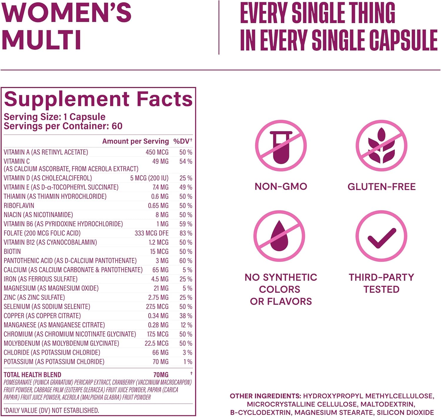 Habit Womens Multi Supplement 2 Pack (120 Capsules) - New Look, Supports General Health & Wellness, 23 Essential Vitamins and Minerals, Fruit extracts, Folate, Iron, B12, Biotin, Non-GMO - Image 9