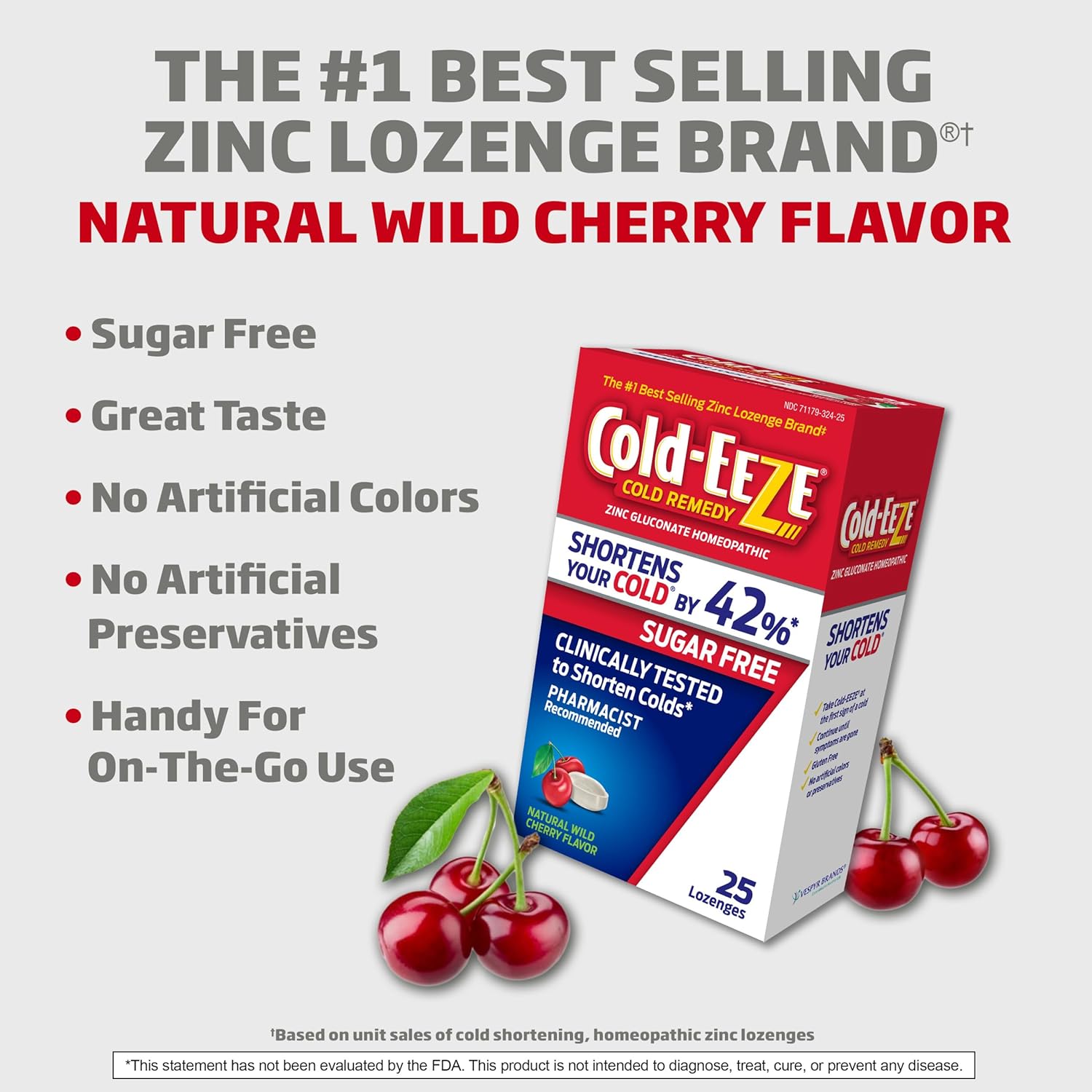 Cold-EEZE Sugar-Free, Natural Wild Cherry Zinc Lozenges, Homeopathic Cold Remedy, Shortens the Common Cold, Sore Throat, Cough, Congestion & Post Nasal Drip, 25 Ct - Image 6