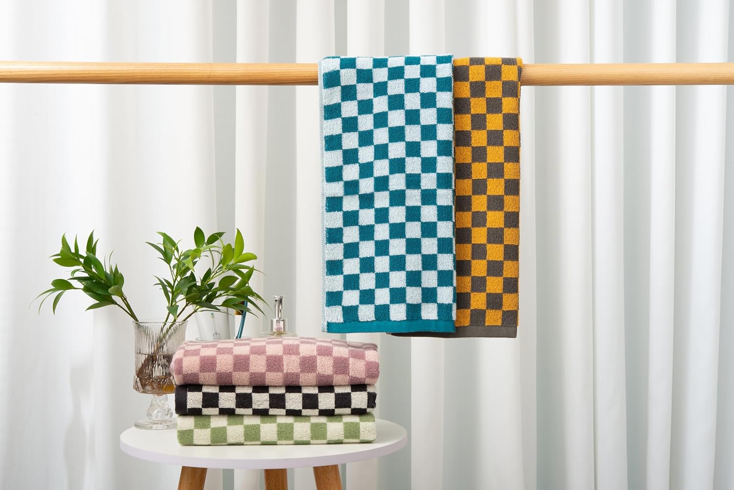 Madi-Cadi Hand Towels 5 Pack - Cotton Face Towels Soft, Absorbent, and Decorative Checkered Design for Bathroom, Kitchen, Gym, and Spa - 13 x 29 Inches for Any Occasion - Image 6