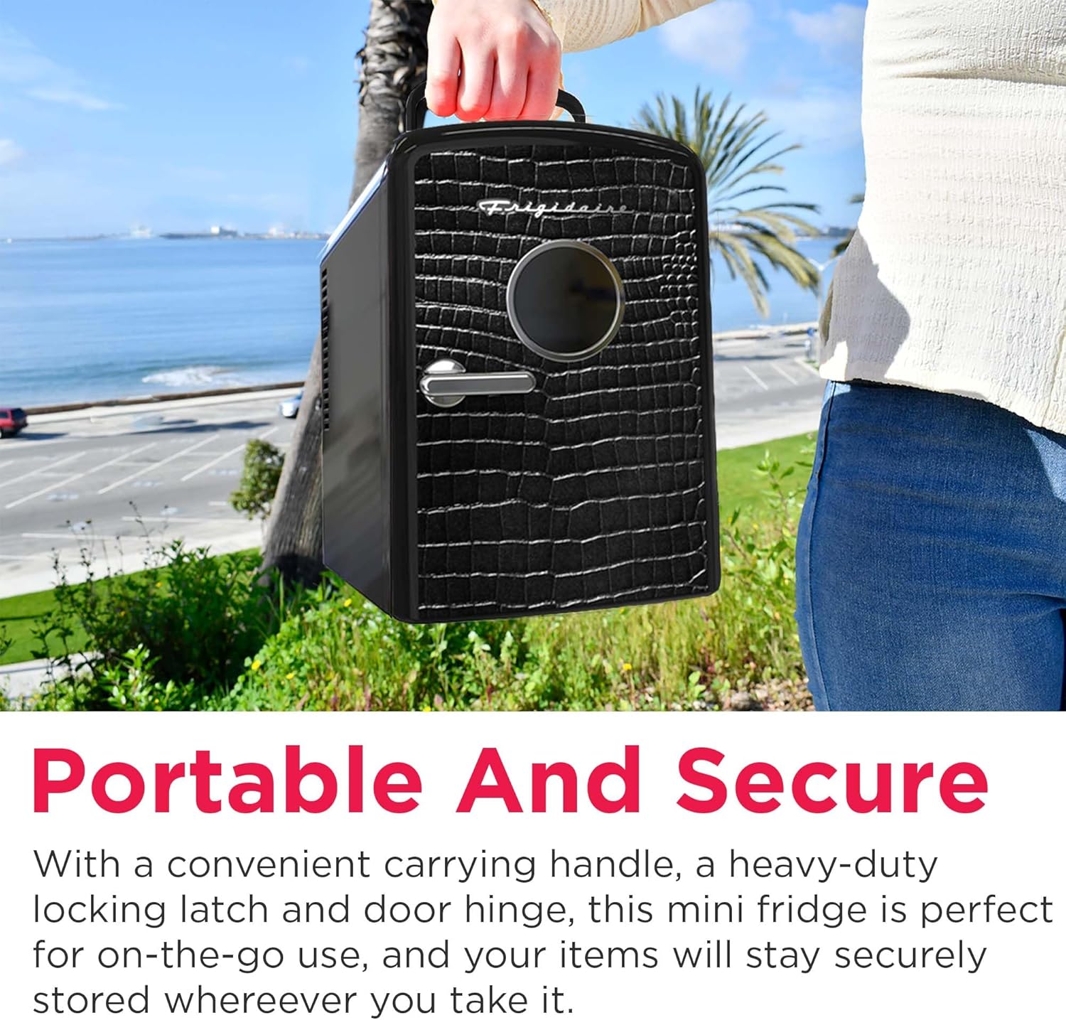 Frigidaire 9 can/6l mini personal fridge cooler Crocodile Finish door-W: 7.08" x L: 11.81" X H: 10.04 (Black) - Image 9
