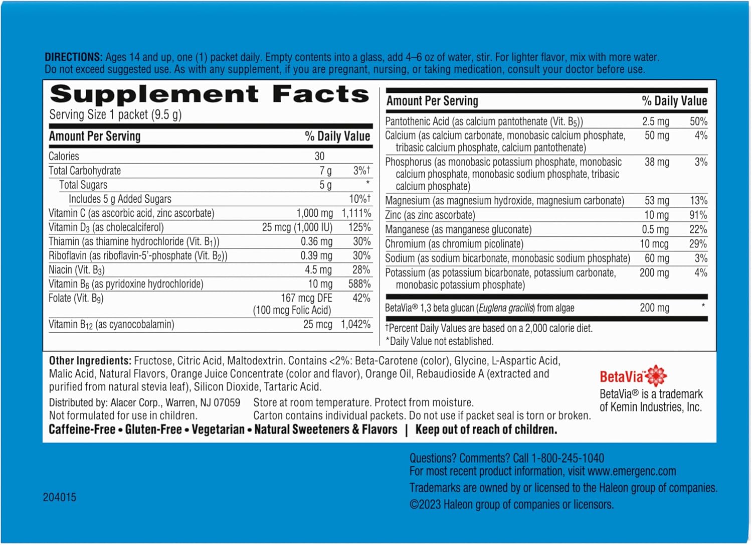Emergen-C Immune+ Triple Action Immune Support Powder, BetaVia (R), 1000mg Vitamin C, B Vitamins, Vitamin D and Antioxidants, Super Orange – 50 Count - Image 10
