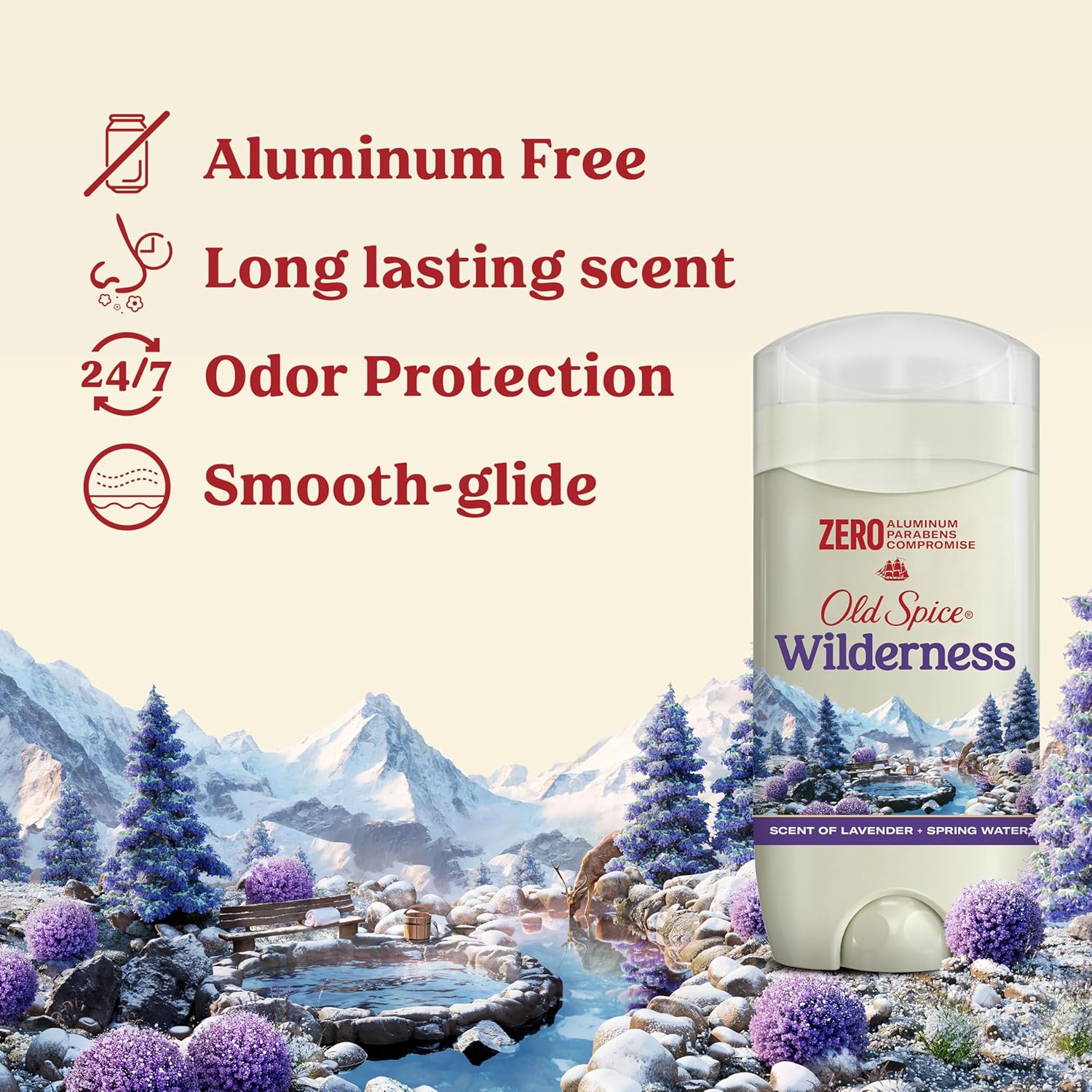 Old Spice Aluminum Free Deodorant for Men, 24/7 Lasting Freshness & Long Lasting Scent, 24/7 Sweat & Odor Protection, Wilderness with Lavender Scent, 3.0 oz (Pack of 3) - Image 3