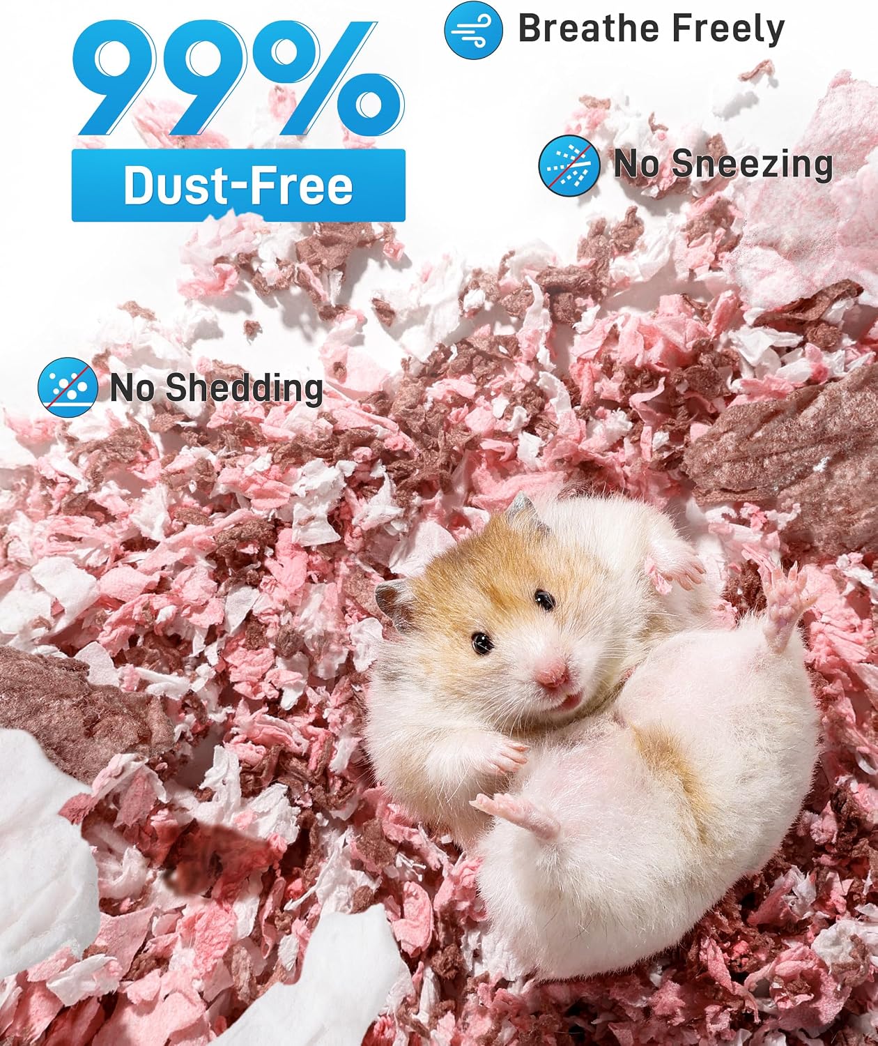 BUCATSTATE Hamster Bedding 15L, 99% Dust-Free Guinea Pig Paper Bedding Odor Control Paper Bedding, Cozy Small Animal Bedding for Rabbit Rat Syrian Dwarf Hamsters Gerbils (Blossom) - Image 3