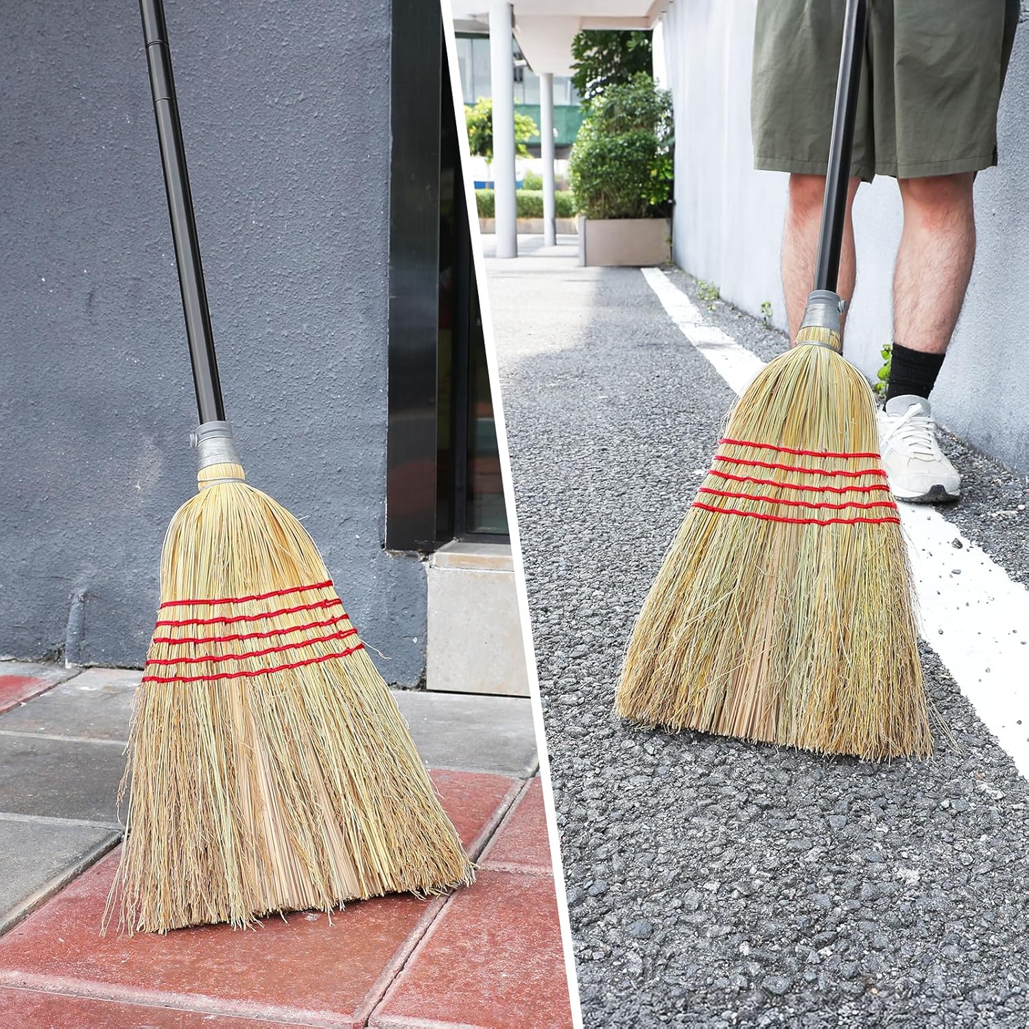 Corn Broom Outdoor, Household Indoor and Outdoor Broom Suitable for Sweeping Gravel, Fallen Leaves and Sand on Yard, Garage, Lawn, Stone Path and Concrete Floor - Image 7