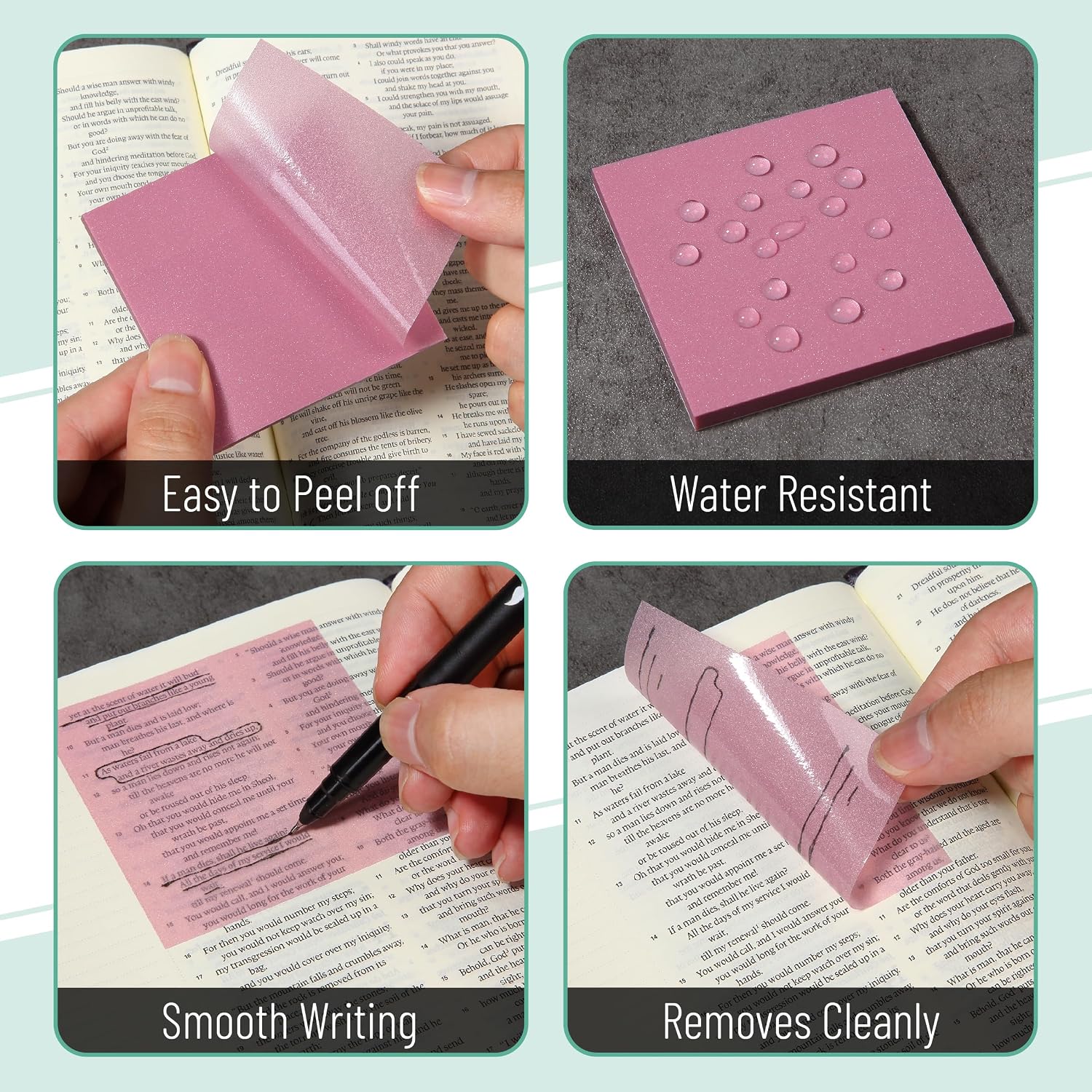 Mr. Pen- Transparent Glitter Sticky Notes, 3”x3”, 12 Pads, 600 Sheets, Colorful, Plastic Glitter Sticky Notes Bulk, Self-Stick Note Pads for Women, Office, School, Home, Study & Organization - Image 5