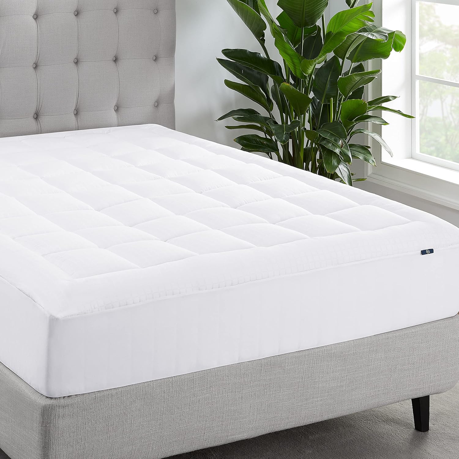 Serta ComfortSure Queen Mattress Cover, Fitted Pillow Top Mattress Pad, Super Soft and Breathable Quilted Cotton Protector with 18" Elastic Deep Pockets for Secure Fit, White - Image 2