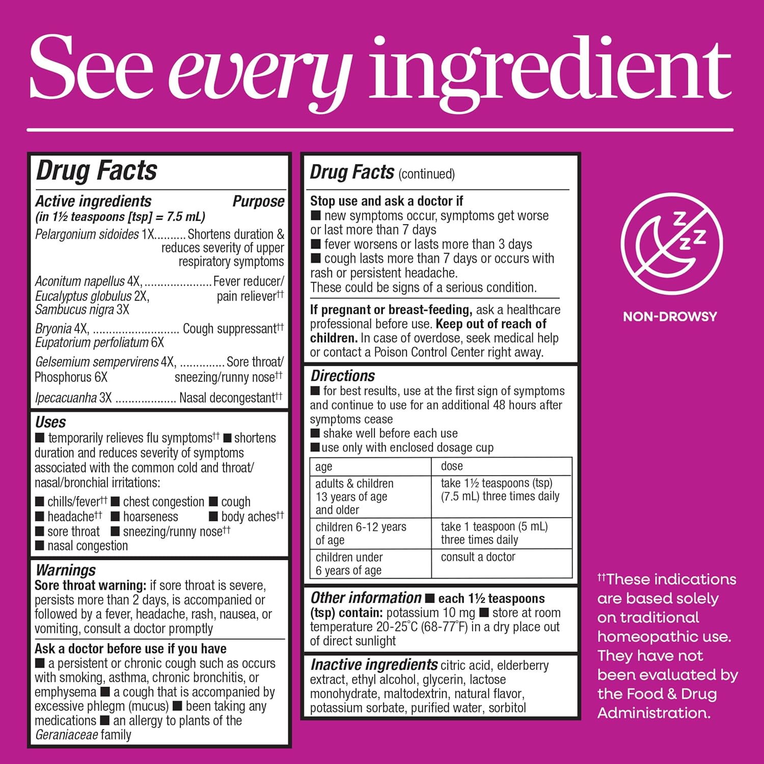 Nature's Way Umcka Cold & Flu Relief Elderberry Syrup, Non-Drowsy Homeopathic Cold and Flu(1) Relief for Sore Throat, Cough, Congestion, Fever(1), Body Aches(1), Berry Flavored, 4 Fl Oz - Image 7