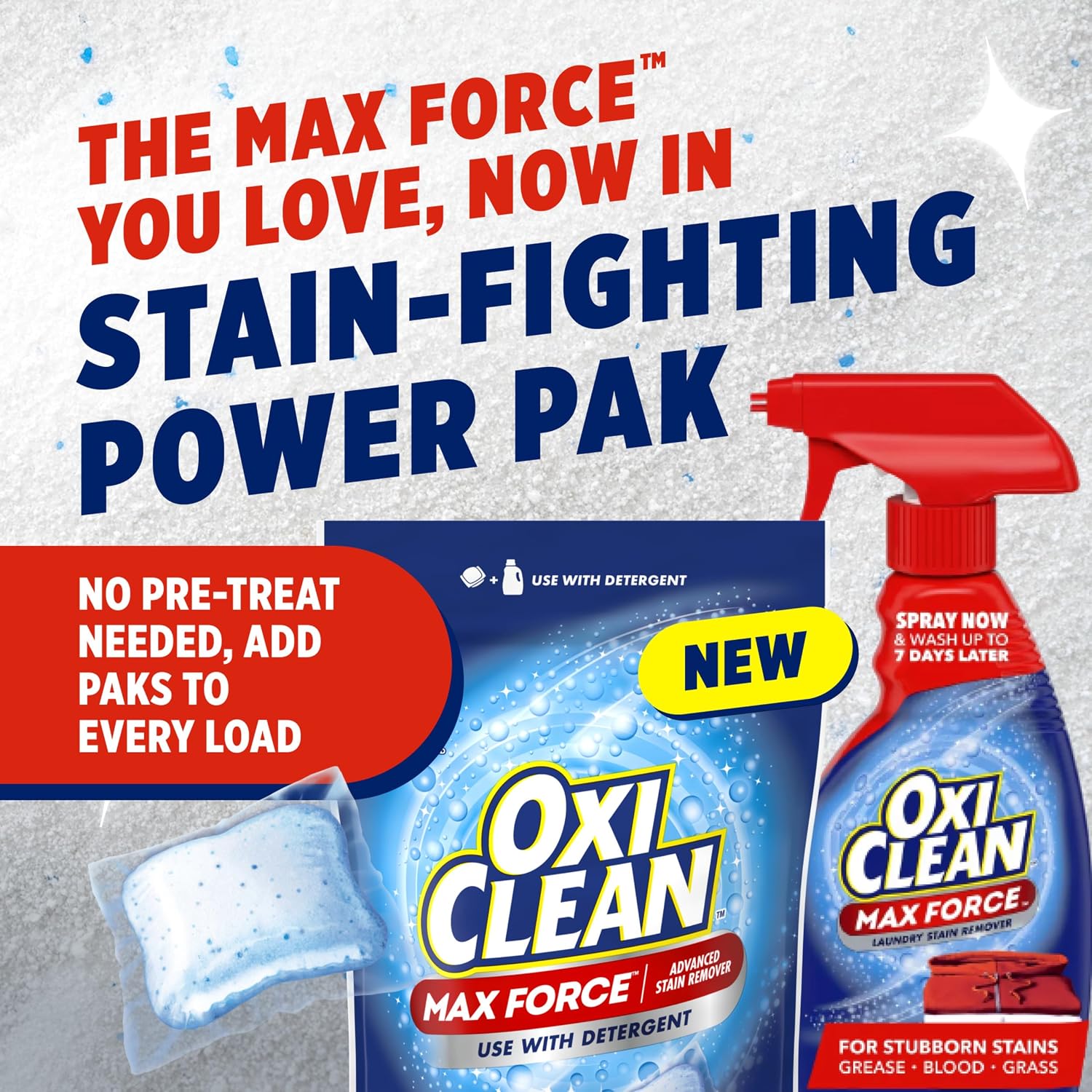 OxiClean Max Force Advanced Stain Remover Power Paks, Color-Safe, Bleach-Free Kids and Baby Essential, Use with Detergent to Remove Messy Stains like Berries, Juice, Mud, Grass, 24 Count - Image 3