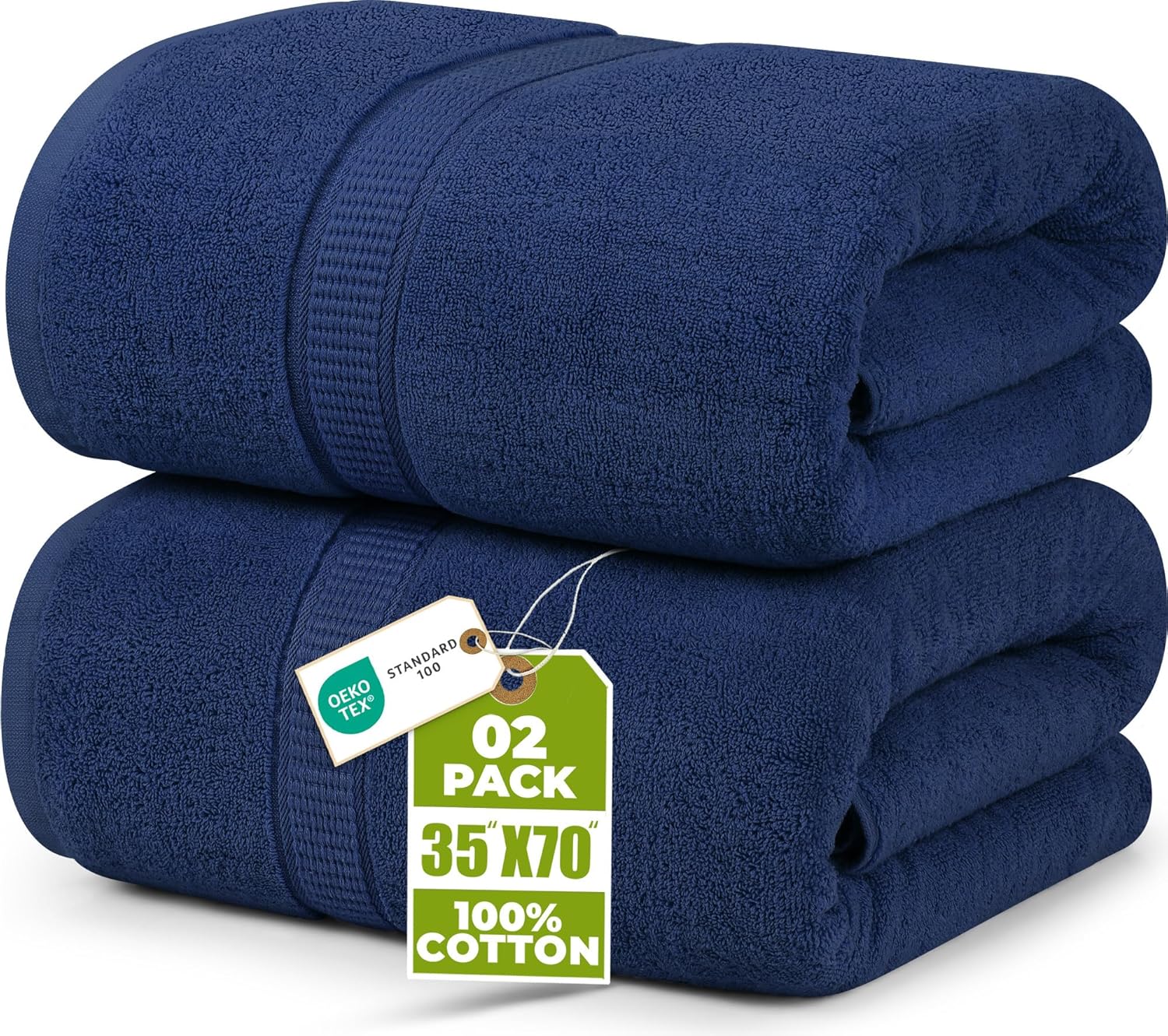 Utopia Towels Luxurious Jumbo Bath Sheet 2 Piece, 600 GSM, 35 by 70 Inches, 100% Ring Spun Cotton, Highly Absorbent and Quick Dry Extra Large Bath Towel, Super Soft Towel, Navy - Image 2