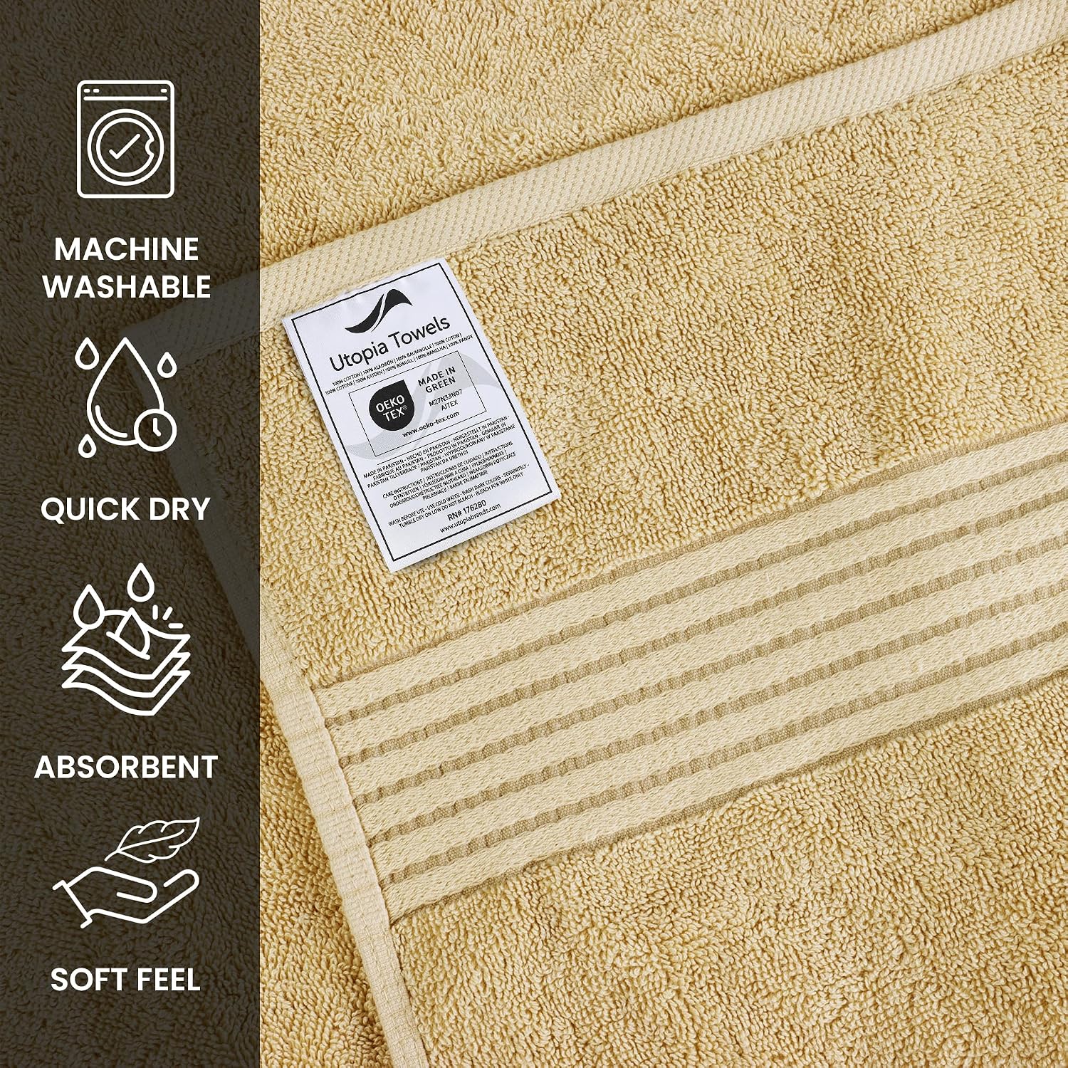 Utopia Towels 6 Pack Bath Towels Set, (27 x 54 Inches) 100% Ring Spun Cotton, Quick Dry, Highly Absorbent, Soft Feel Towels - Image 3