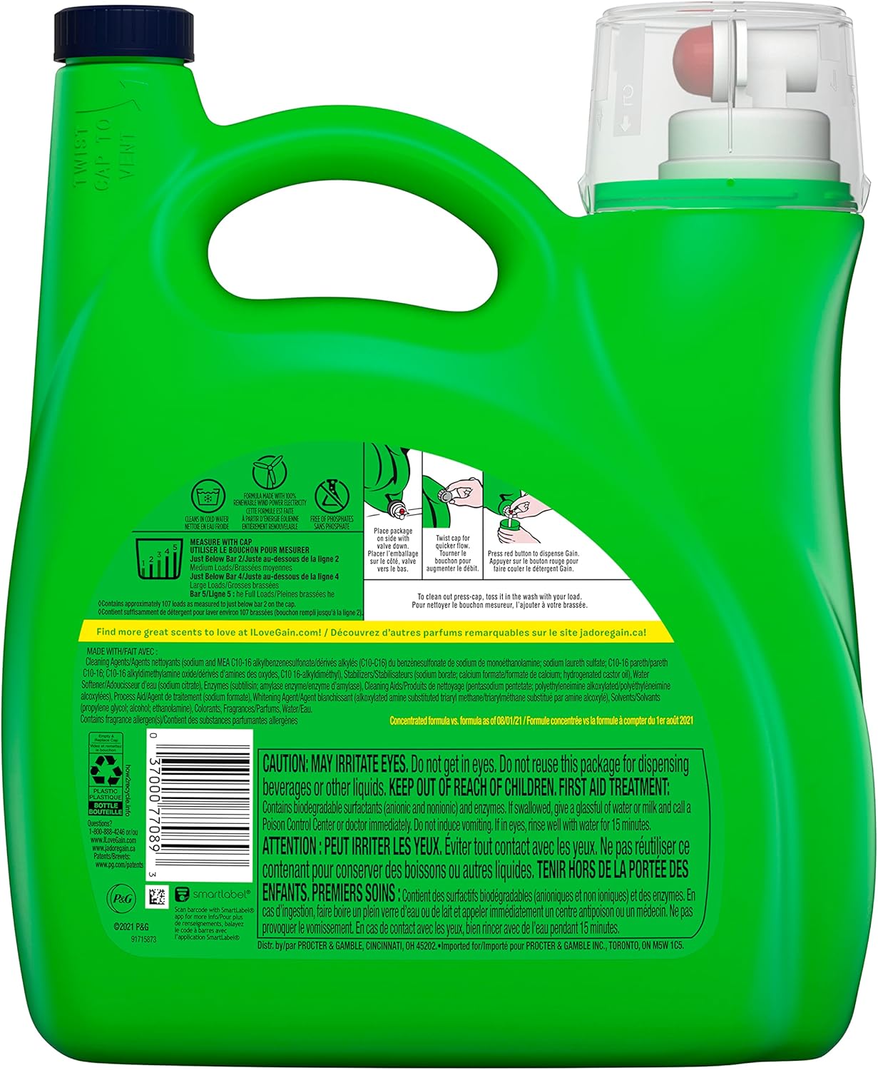 Gain Liquid Laundry Detergent, With Odor Defense, Island Fresh Scent, Laundry Soap For HE Washing Machines, 132 fl oz, 100 Loads (Packaging May Vary) - Image 3