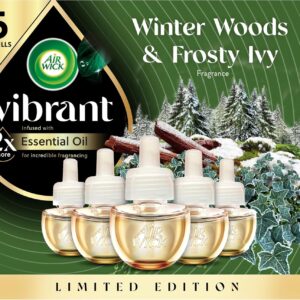 Air Wick Vibrant Plug-In Scented Oil Refills, 5 Count, Winter Woods & Frosted Ivy, Air Freshener, Essential Oils