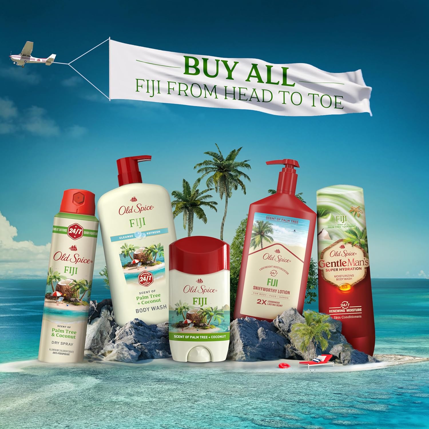 Old Spice Dry Feel Antiperspirant Deodorant for Men, 24/7 Sweat & Odor Protection, Gentle on Skin with Skin Conditioners, Dry Feel Stick, Fiji with Palm Tree + Coconut Scent, 2.6 oz (Pack of 2) - Image 9
