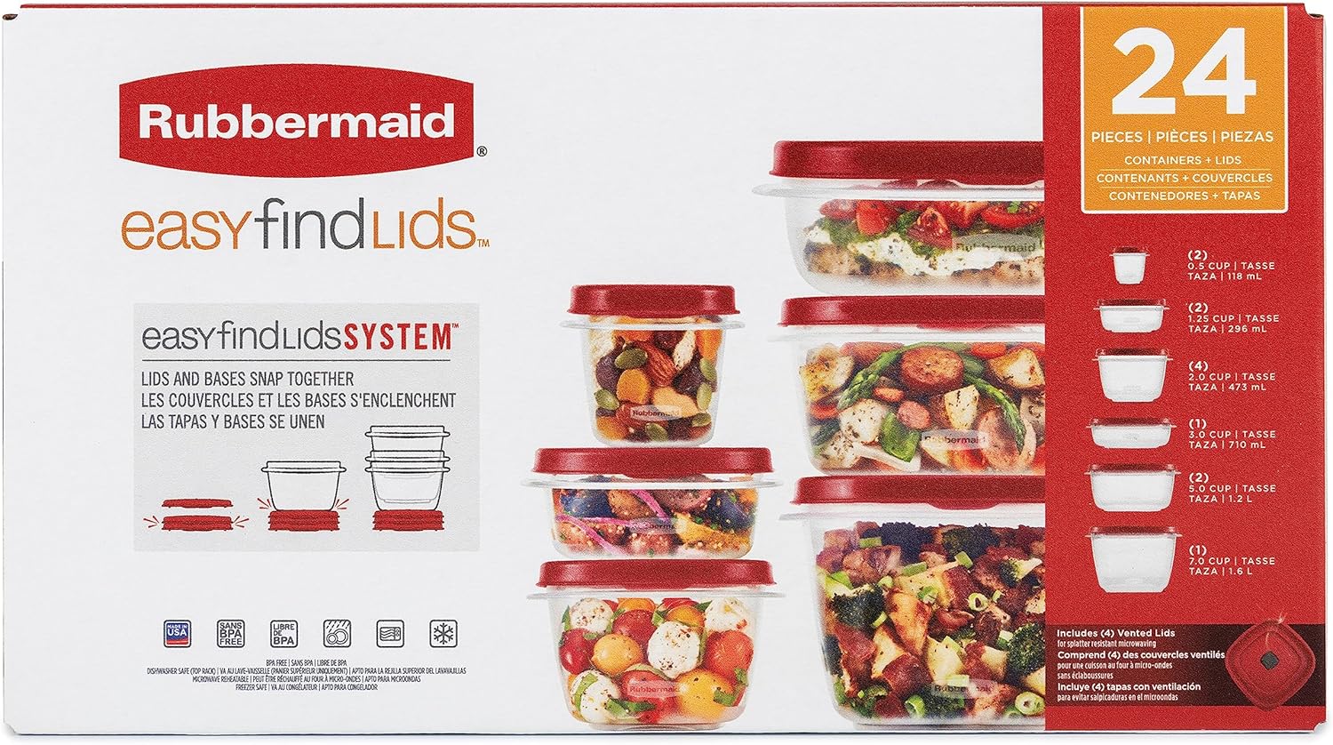 Rubbermaid Assorted Food Storage Container Set - Case of: 1; Each Pack Qty: 24; Total Items Qty: 24 - Image 5
