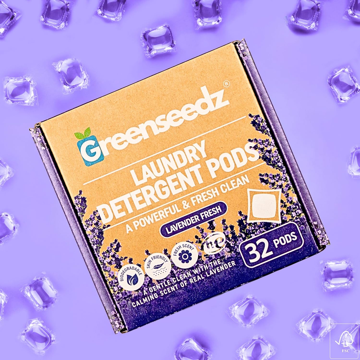 Greenseedz Laundry Pods, Fresh Lavender Scent, 32 Pacs, Eco Friendly, Powerful Clean, Biodegradable, HE Compatible - Image 6